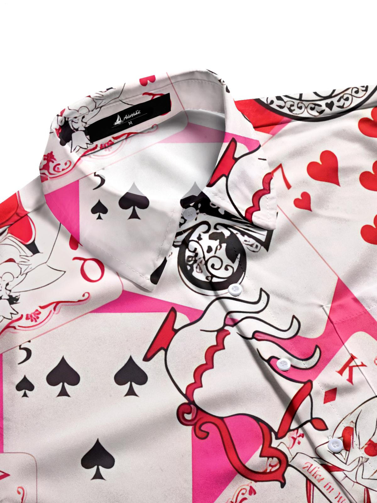 Poker Print Men's Pocket Short Sleeve Shirts