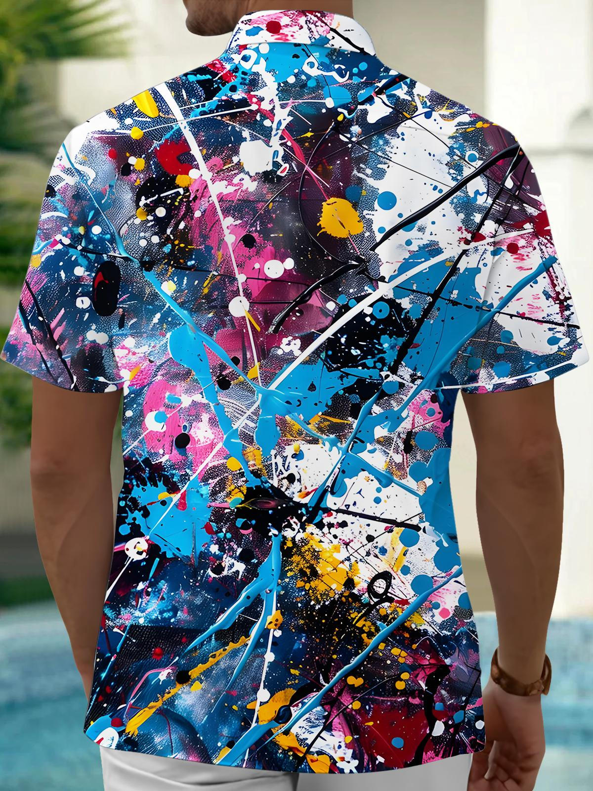 Abstract Gradient Print Men's Pocket Short Sleeve Shirts