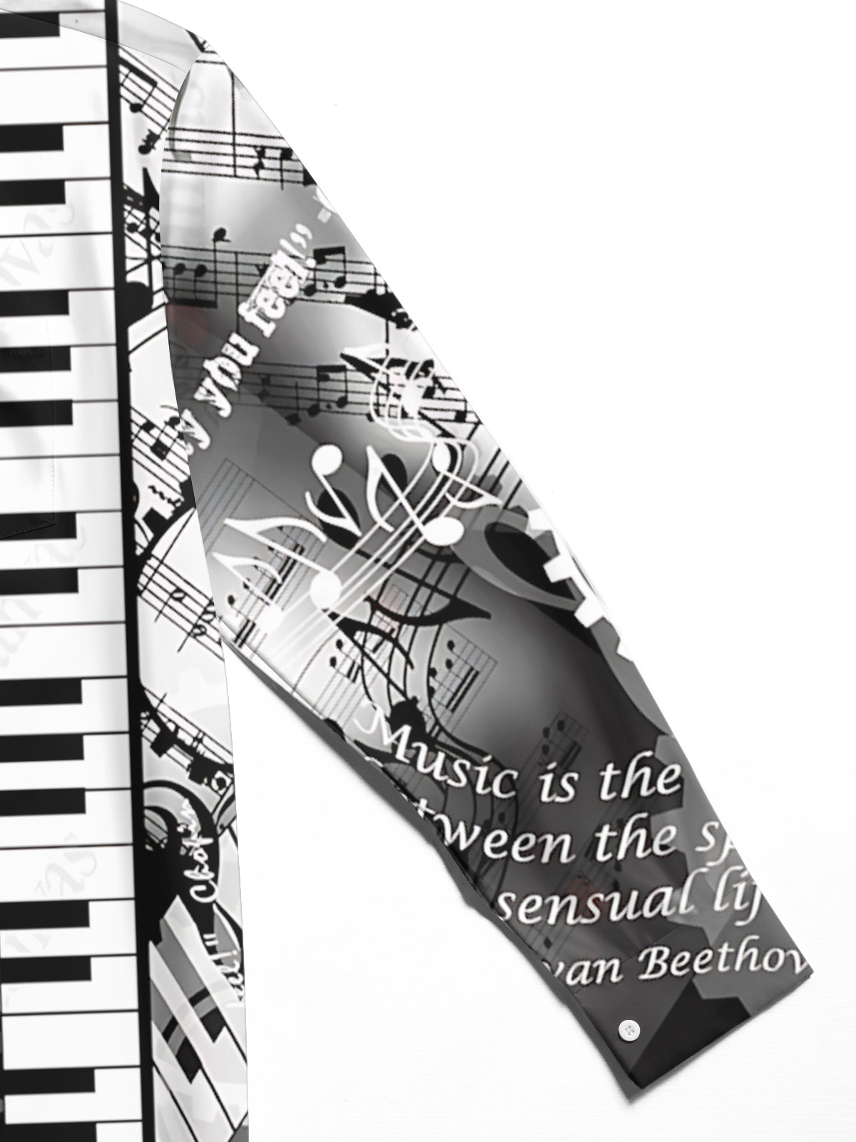 Note Piano Art Print Men's Pocket Long Sleeve Shirts