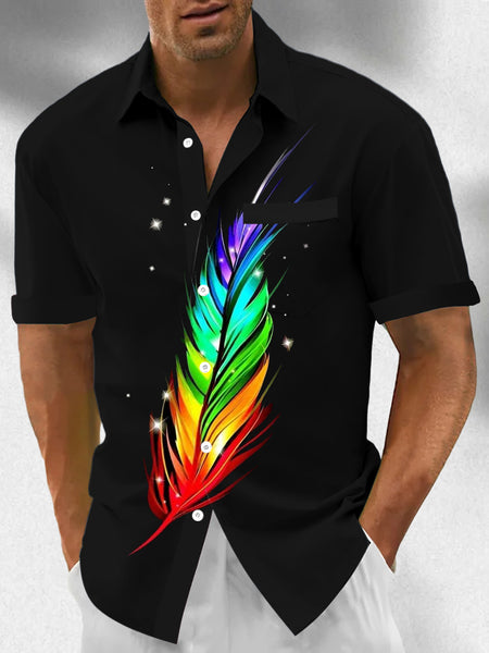 Regular Fit Short Sleeve Shirt - Feathers
