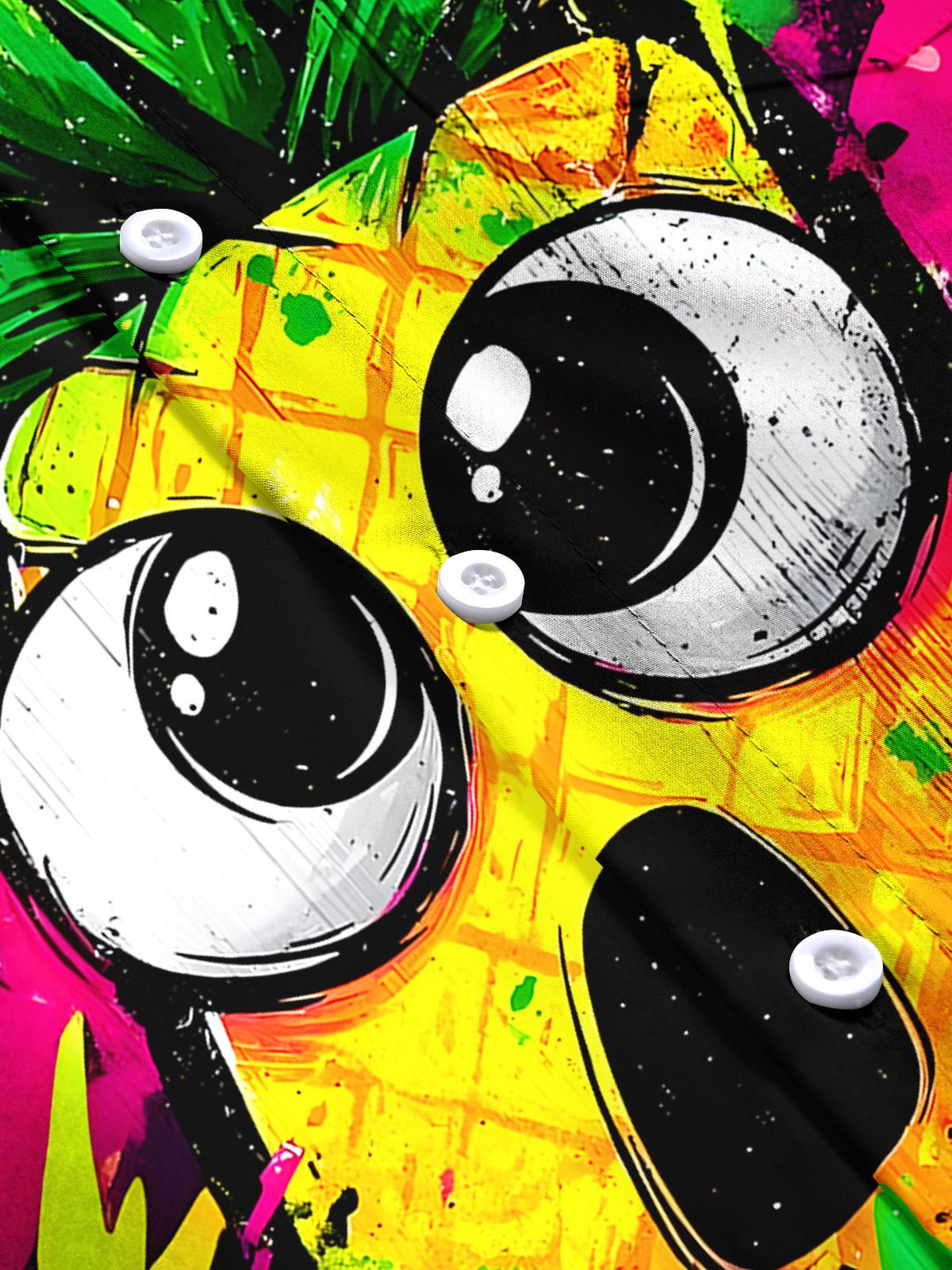 Funny Pineapple Men's Pocket Short Sleeve Shirts