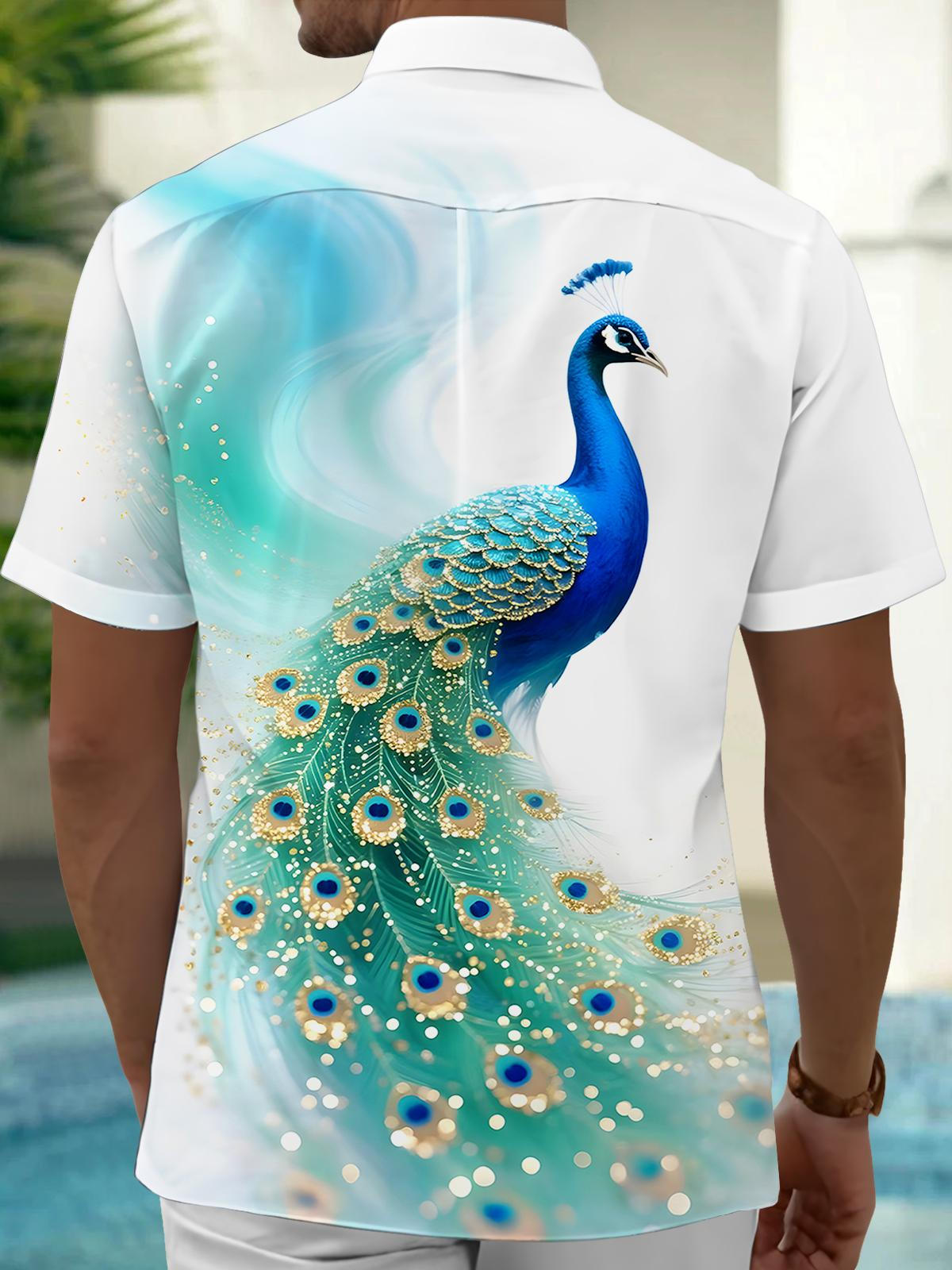 Peacock Men's Pocket Short Sleeve Shirts