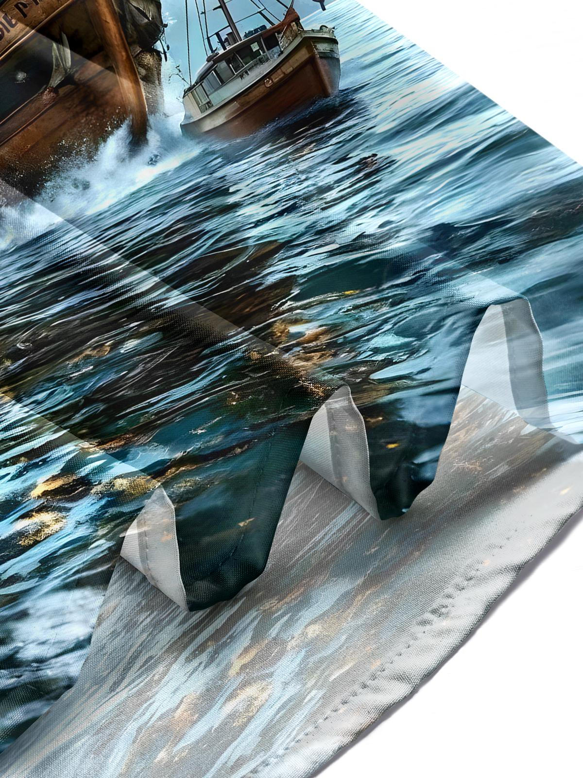 Cat Boat Men's Pocket Long Sleeve Shirts