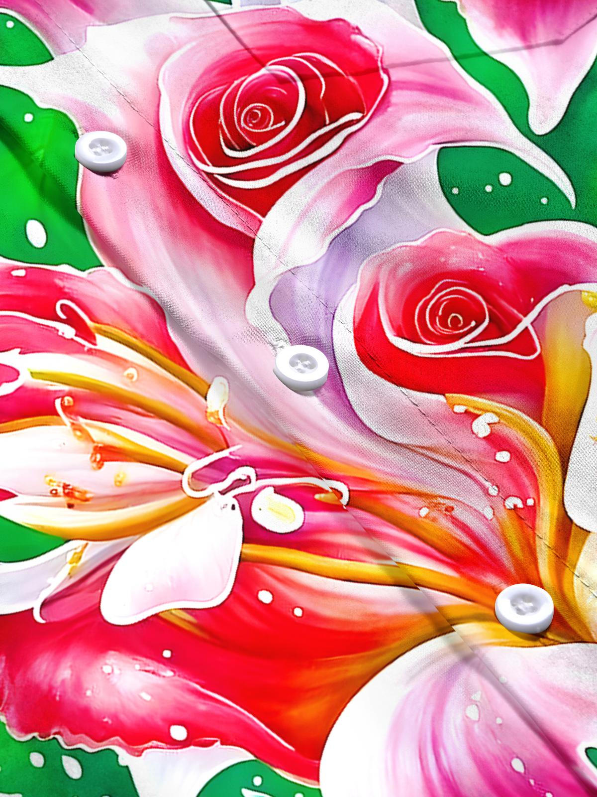 Floral Men's Pocket Short Sleeve Shirts