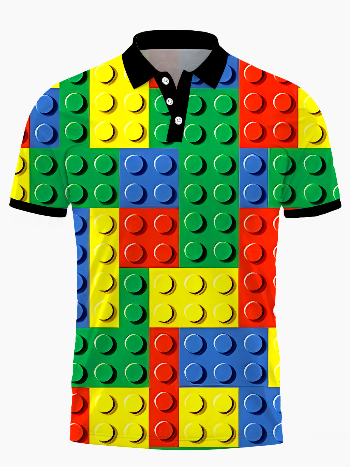 Building Blocks Men's Short Sleeve Button Polo Shirt