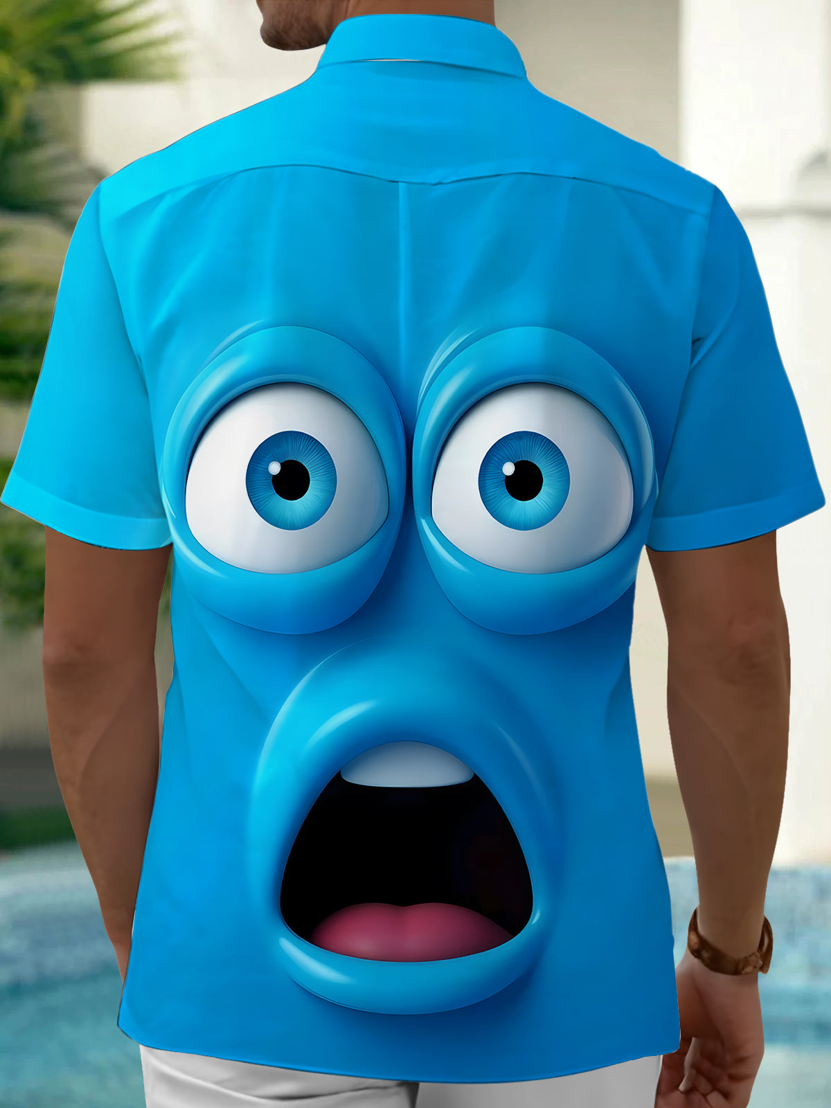 Funny Print Men's Pocket Short Sleeve Shirts