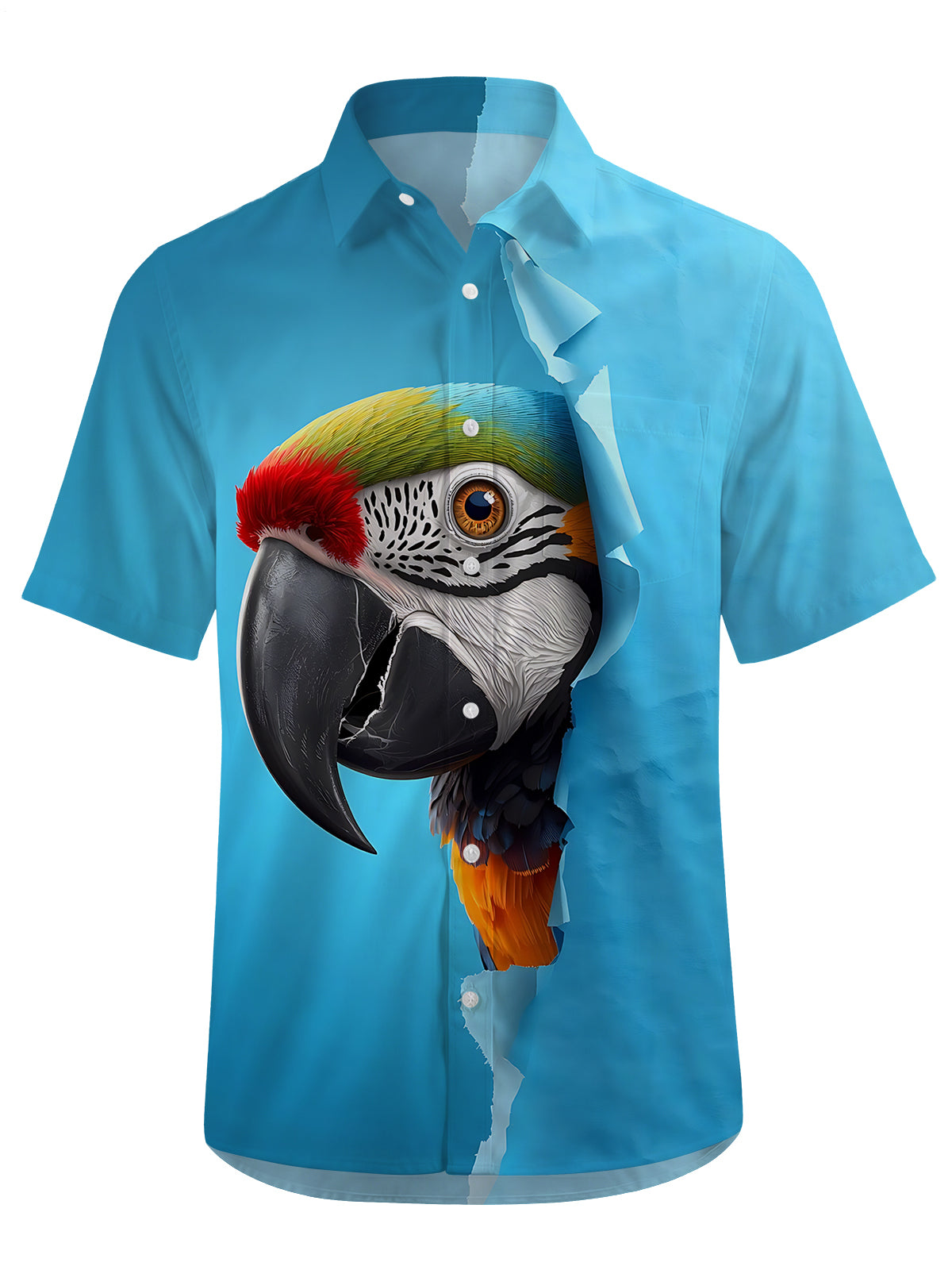 Parrot Print Men's Pocket Short Sleeve Shirts