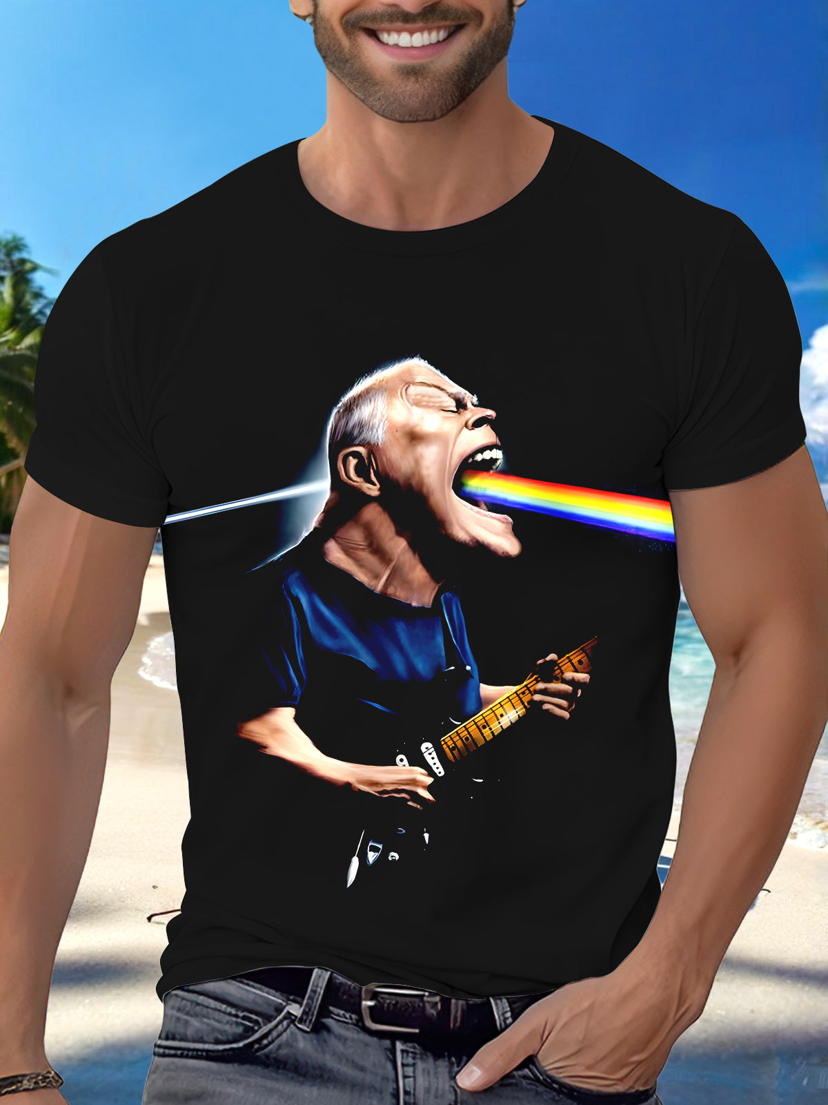 Music Round Neck Short Sleeve Men's T-shirt