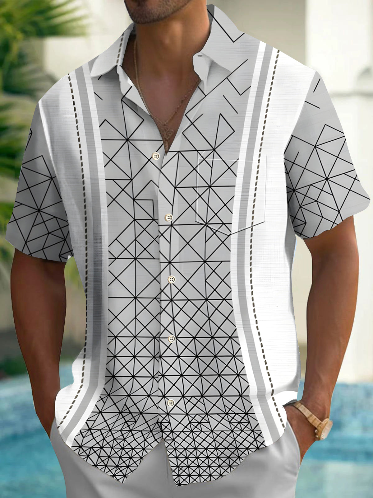 Geometry Men's Pocket Short Sleeve Shirts