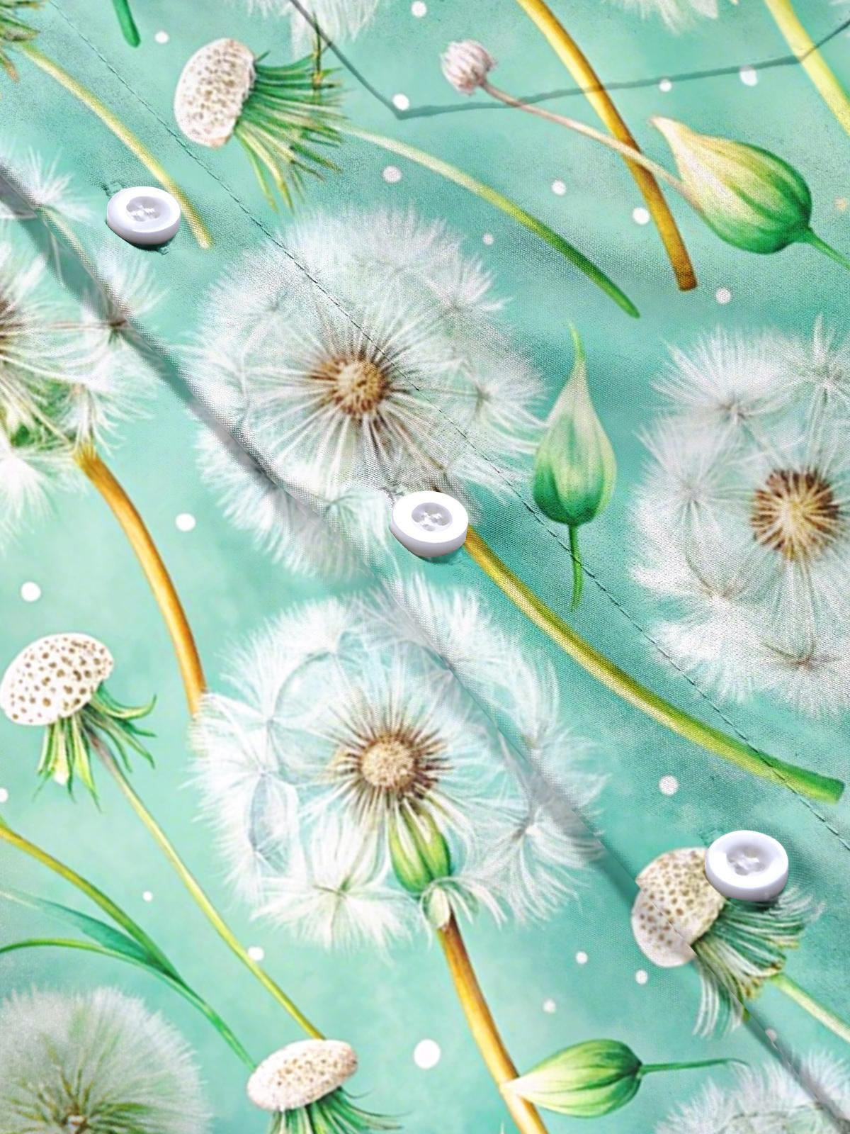 Dandelion Print Men's Pocket Short Sleeve Shirts