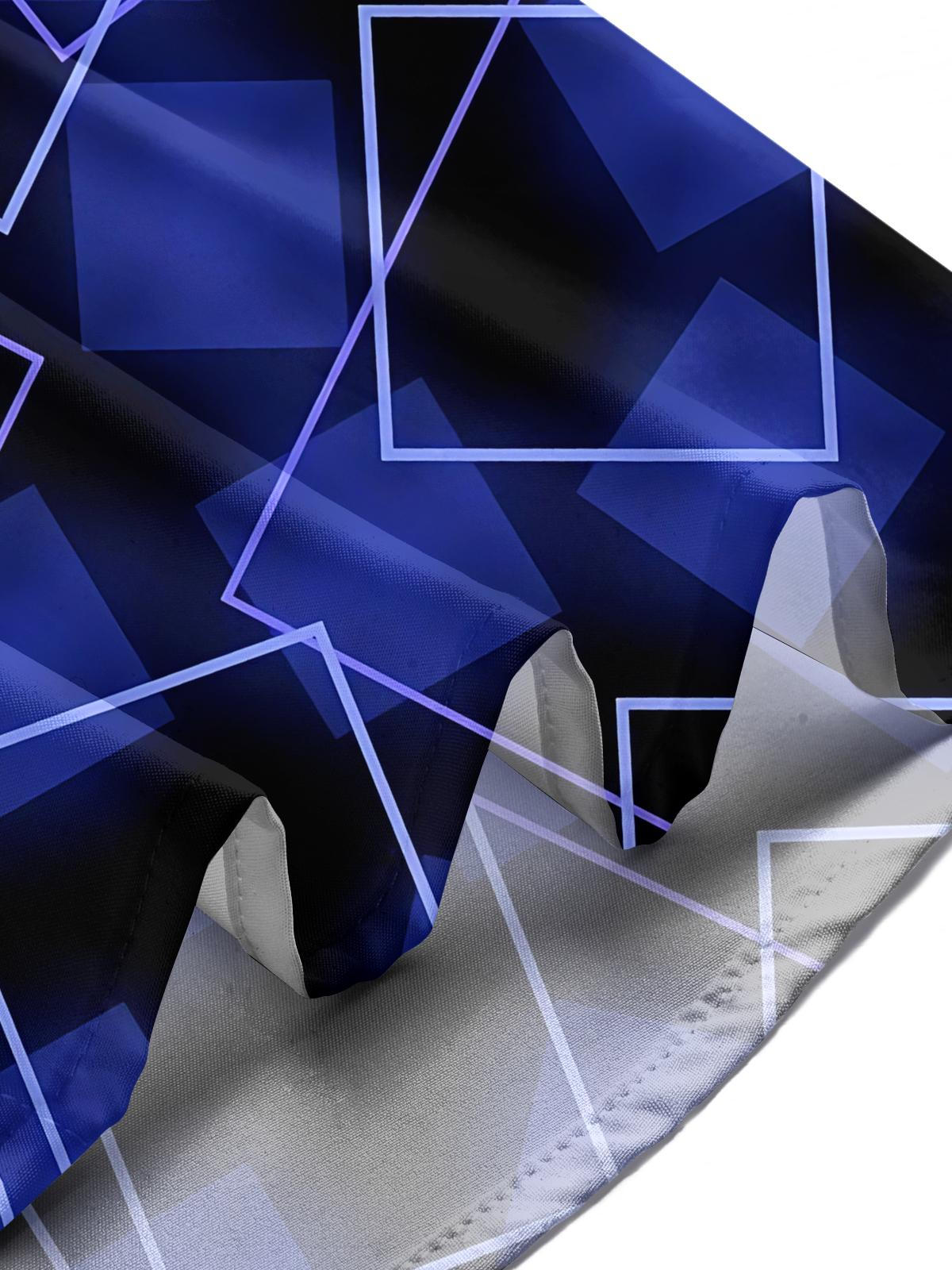 Geometric Square Print Men's Pocket Short Sleeve Shirts