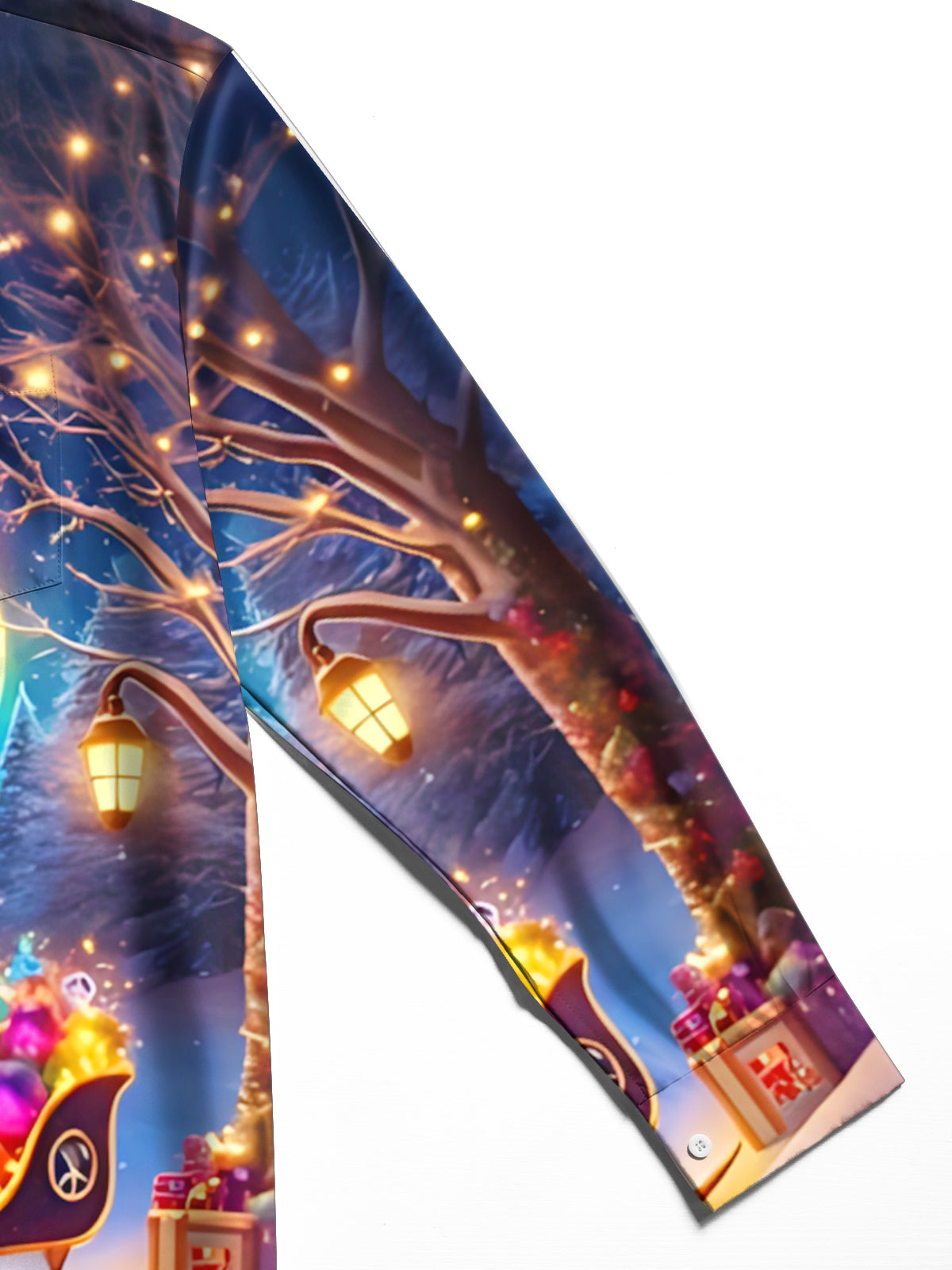 Peace Sign Christmas Tree Print Men's Pocket Long Sleeve Shirts