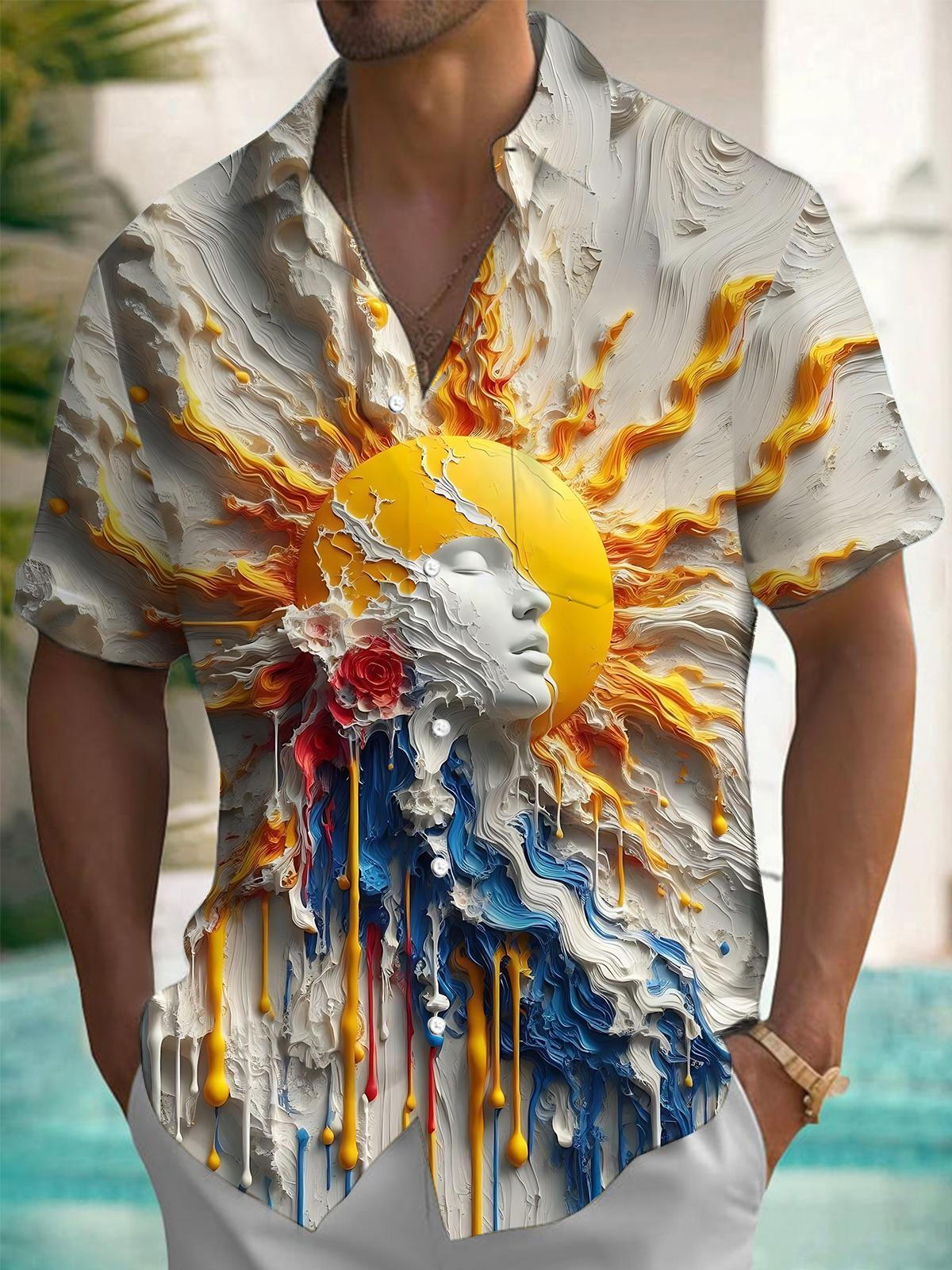 Art Print Men's Pocket Short Sleeve Shirts