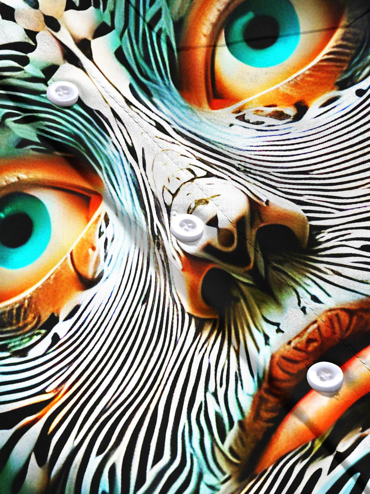 Fun Art Abstract Face Textures Men's Pocket Short Sleeve Shirts