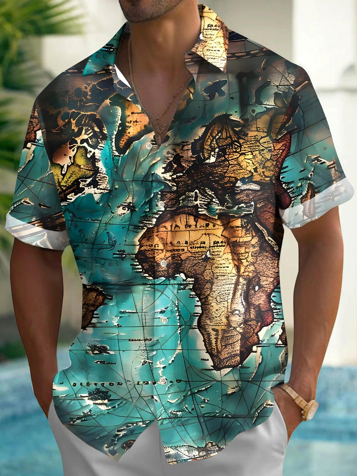 Map Men's Pocket Short Sleeve Shirts