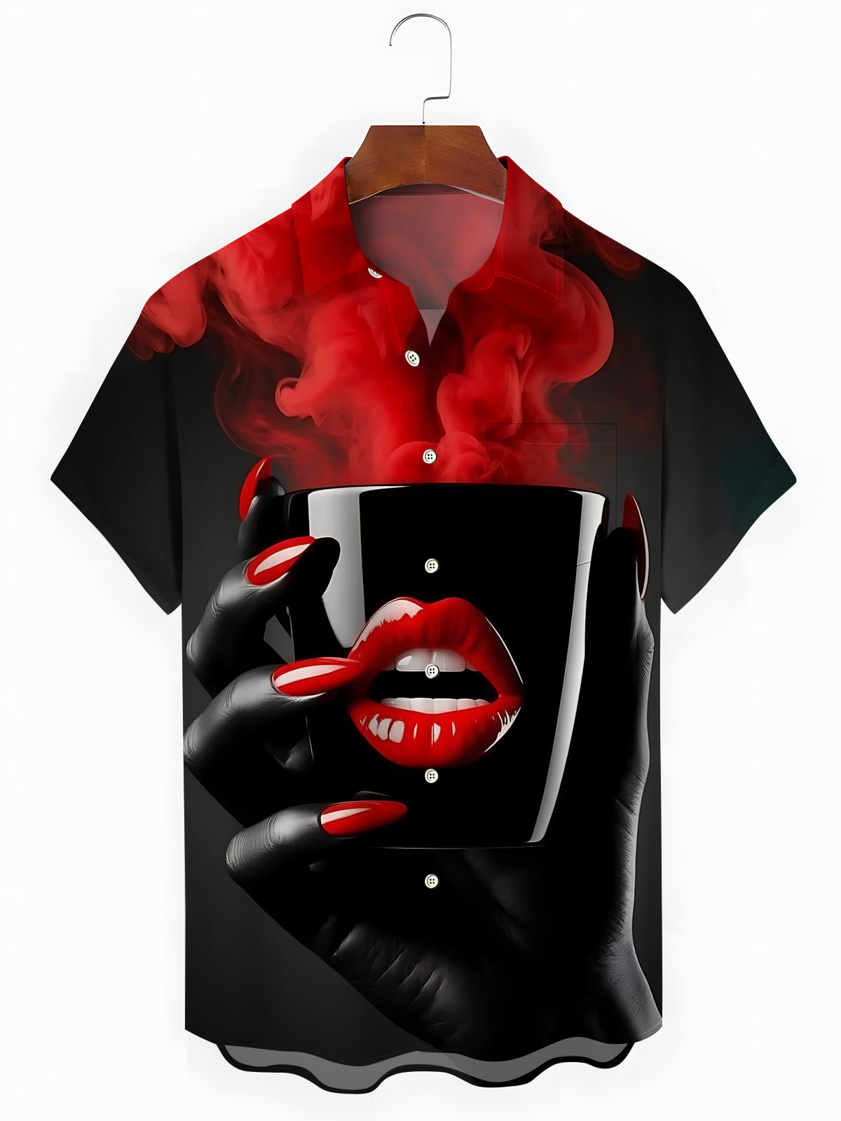 Lip Cup Art Print Men's Pocket Short Sleeve Shirts