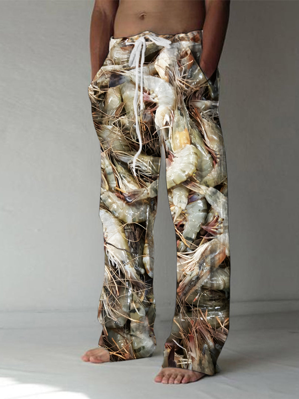 Shrimp Print Men's Casual Elastic Waist Pants