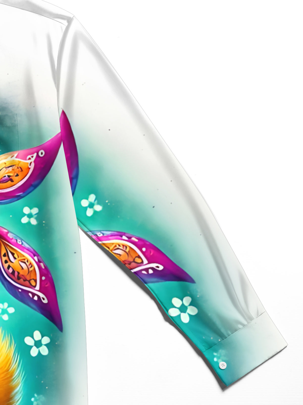 Hippie Yellow Duck Print Men's Pocket Long Sleeve Shirts