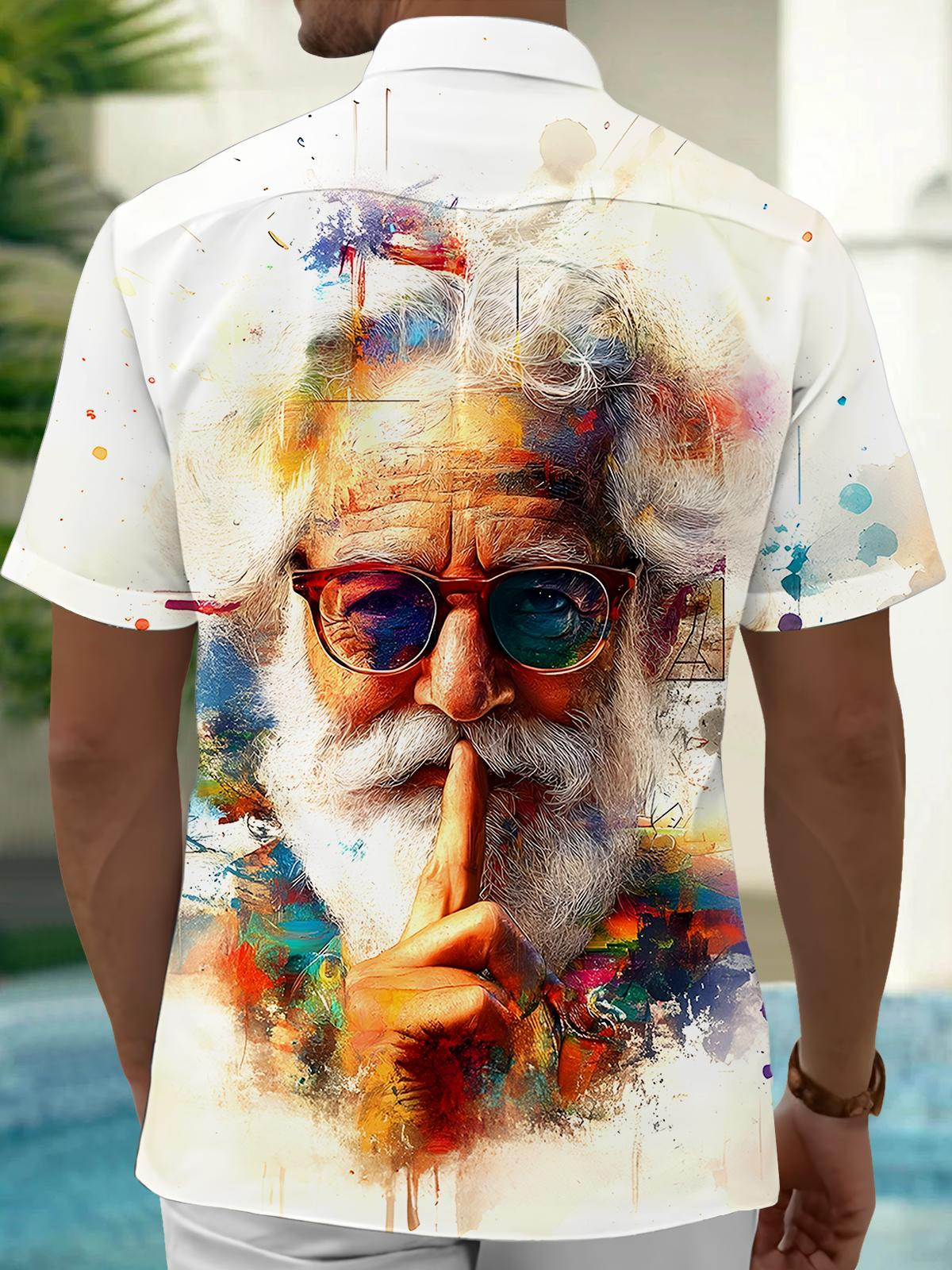 Santa Claus Tie Dye Men's Pocket Short Sleeve Shirts