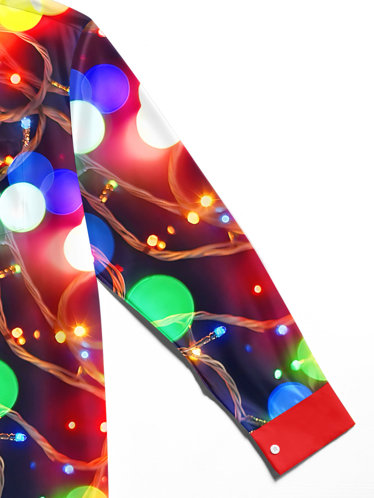 Christmas Lights Print Men's Pocket Long Sleeve Shirts