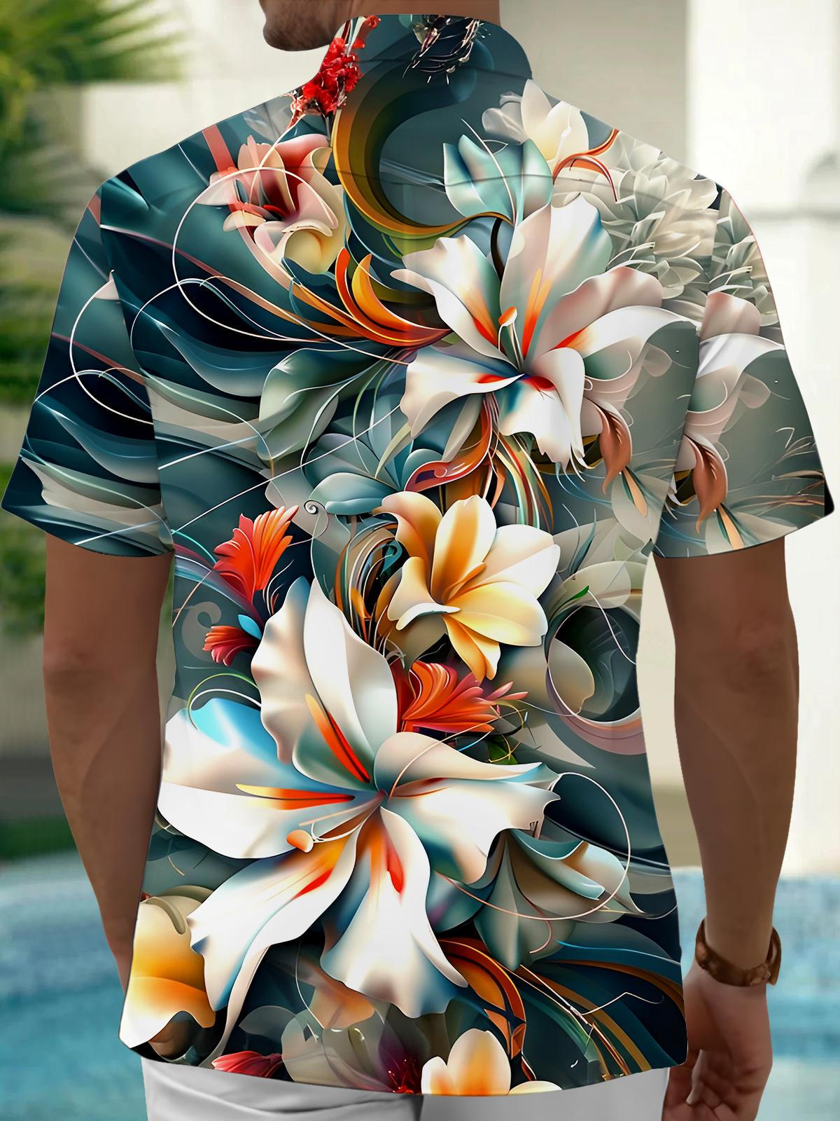 Floral Men's Pocket Short Sleeve Shirts