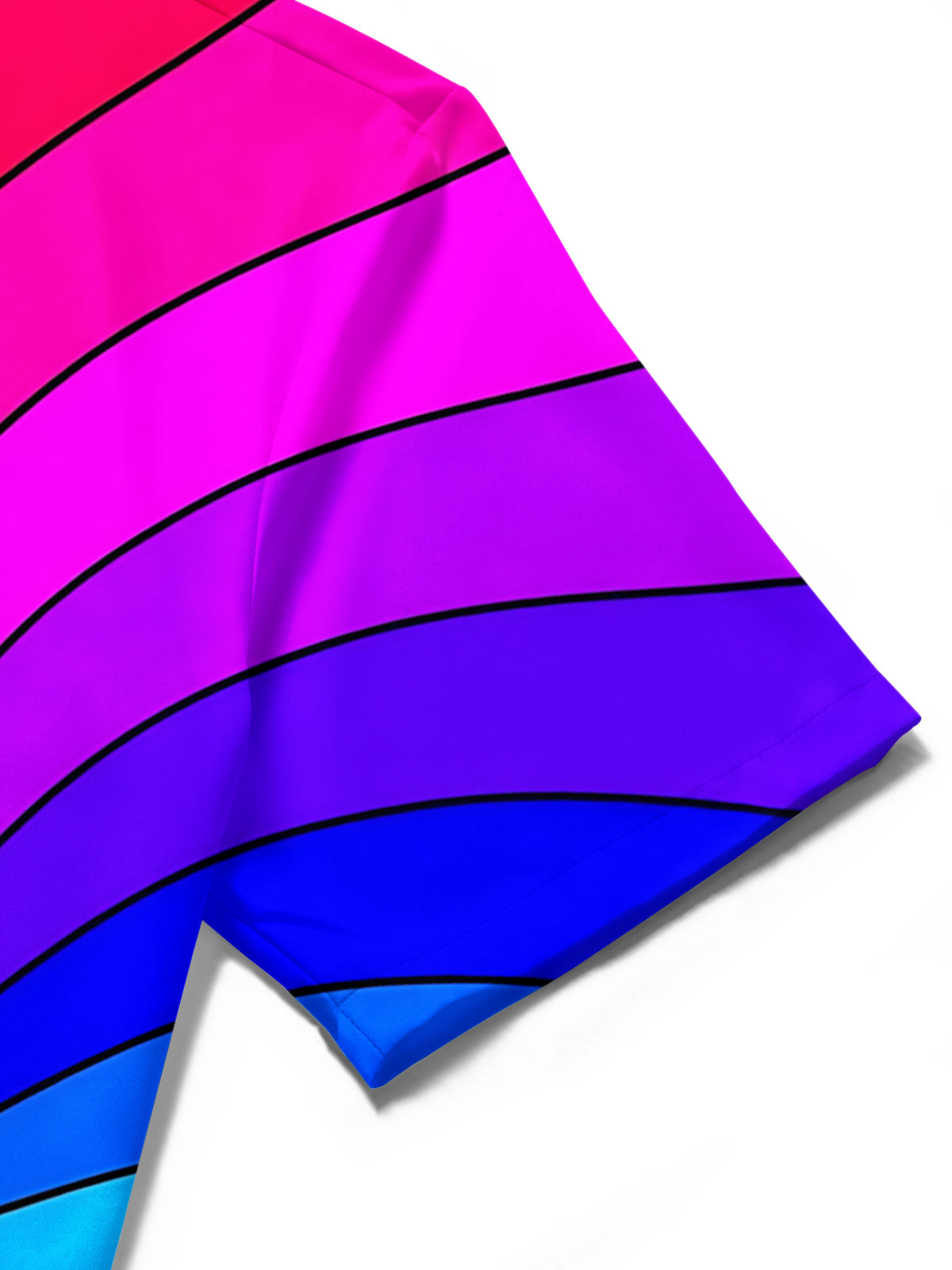 Rainbow Line Print Men's Pocket Short Sleeve Shirts