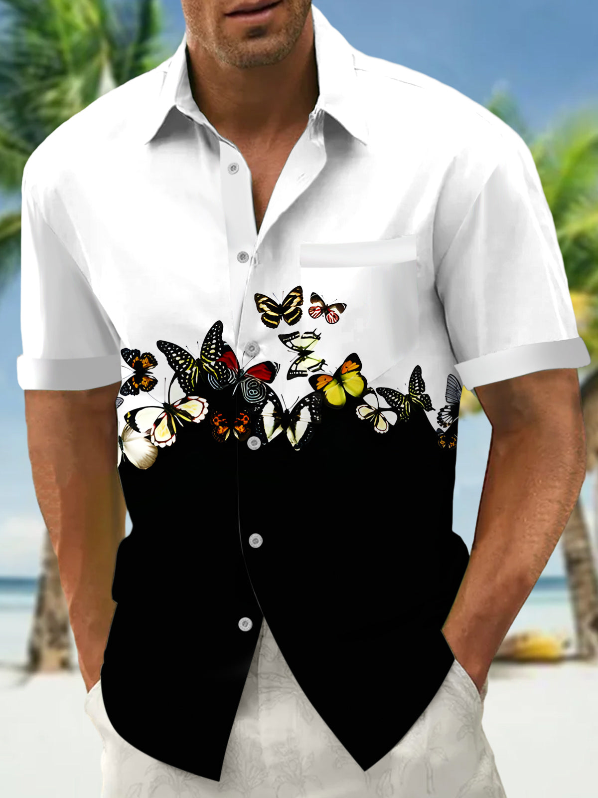 Butterfly Men's Pocket Short Sleeve Shirts