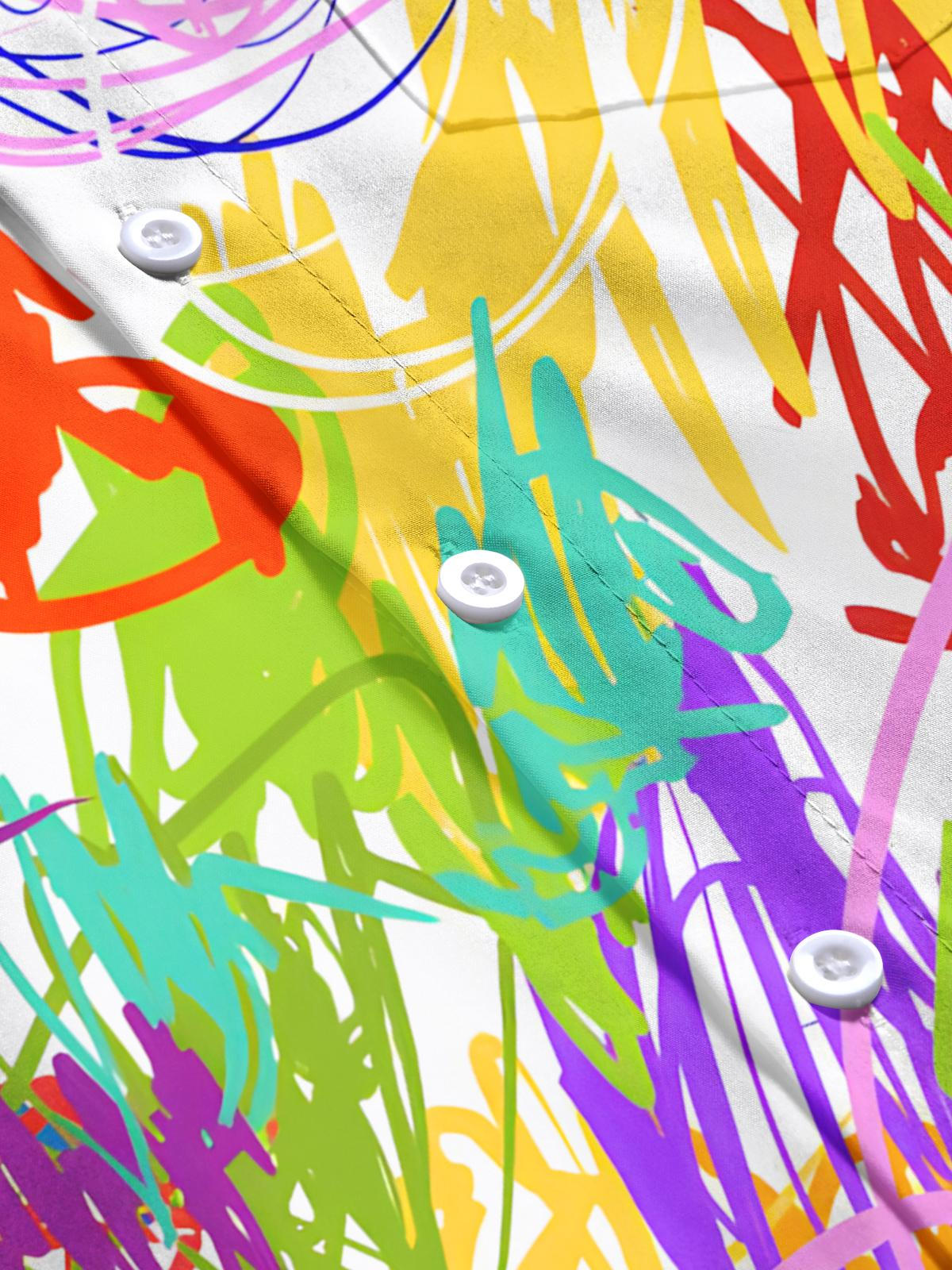 Abstract Line Art Print Men's Pocket Short Sleeve Shirts