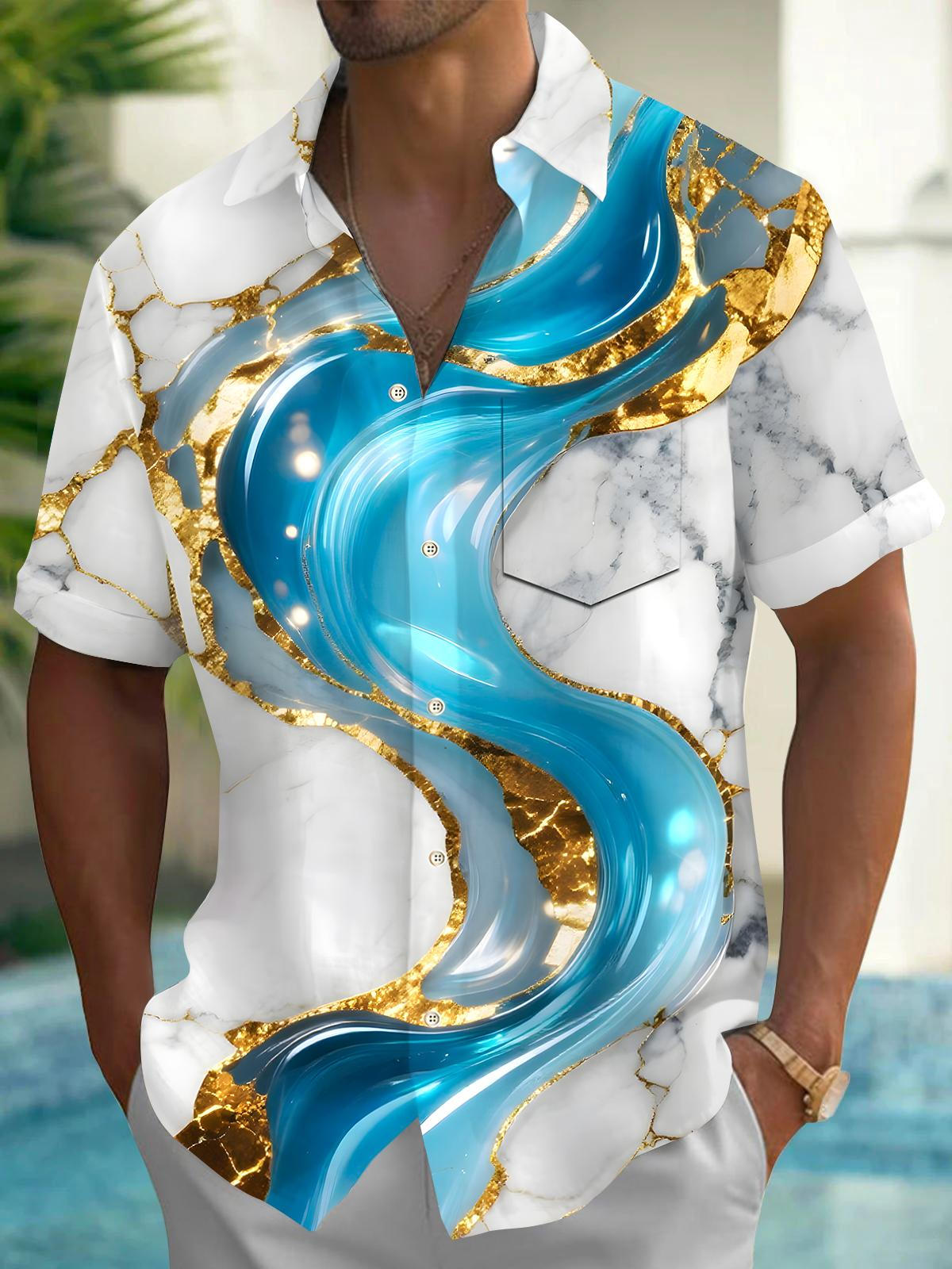 Abstract Men's Pocket Short Sleeve Shirts