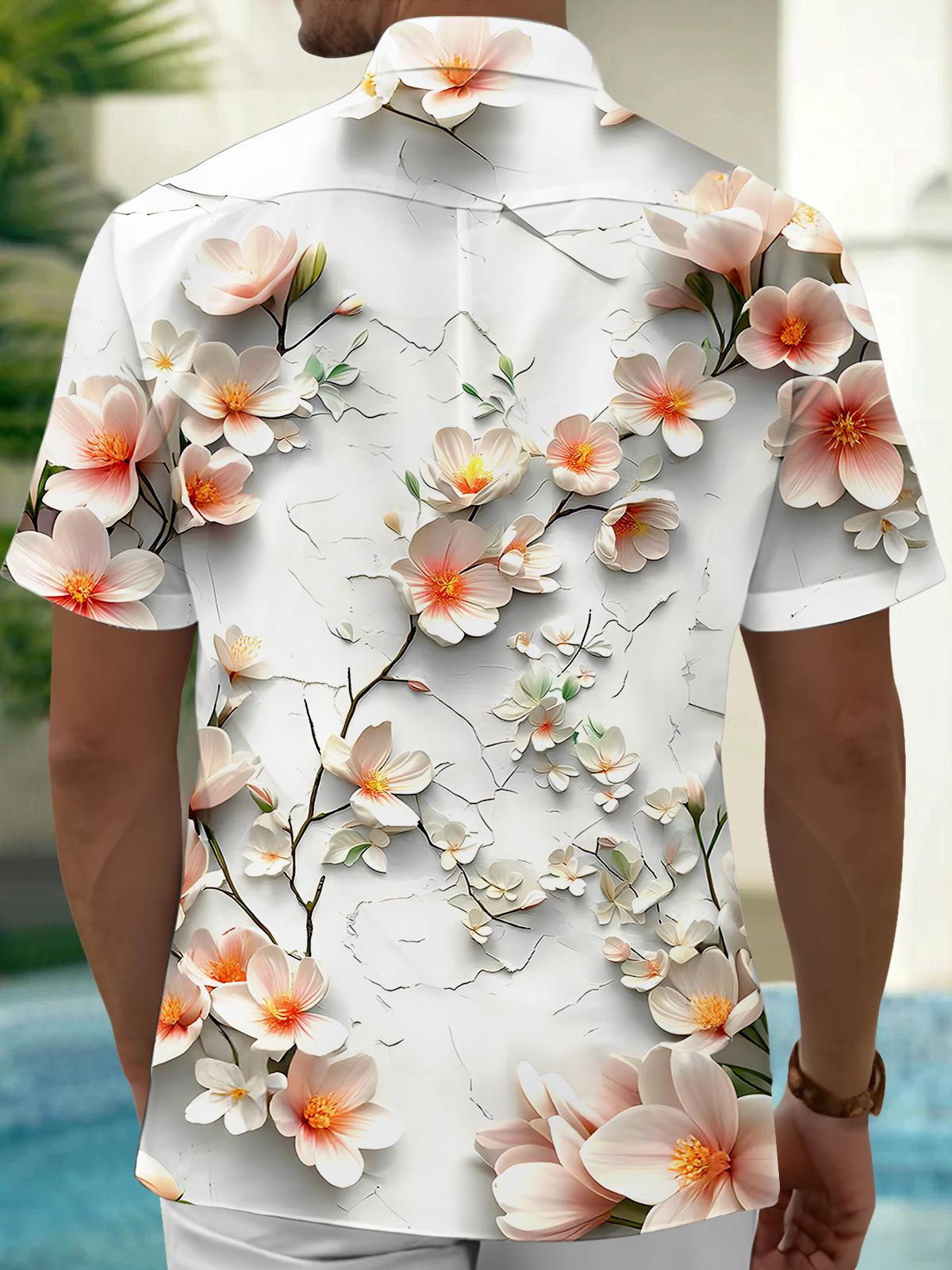 Floral Men's Pocket Short Sleeve Shirts