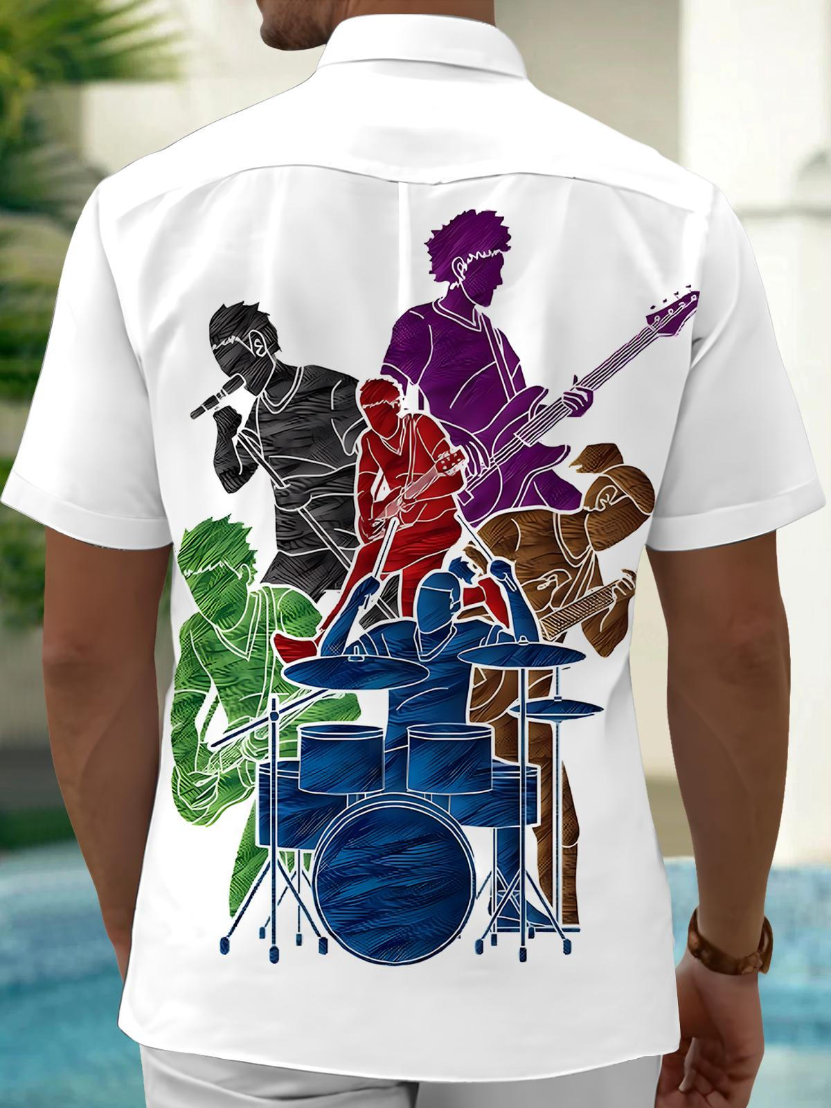 Rock Band Art Print Men's Pocket Short Sleeve Shirts
