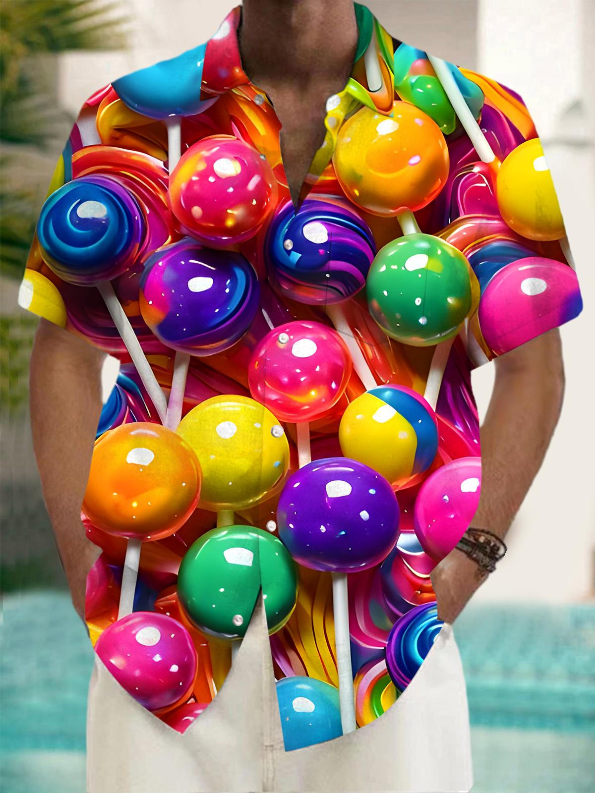 Lollipop Men's Pocket Short Sleeve Shirts