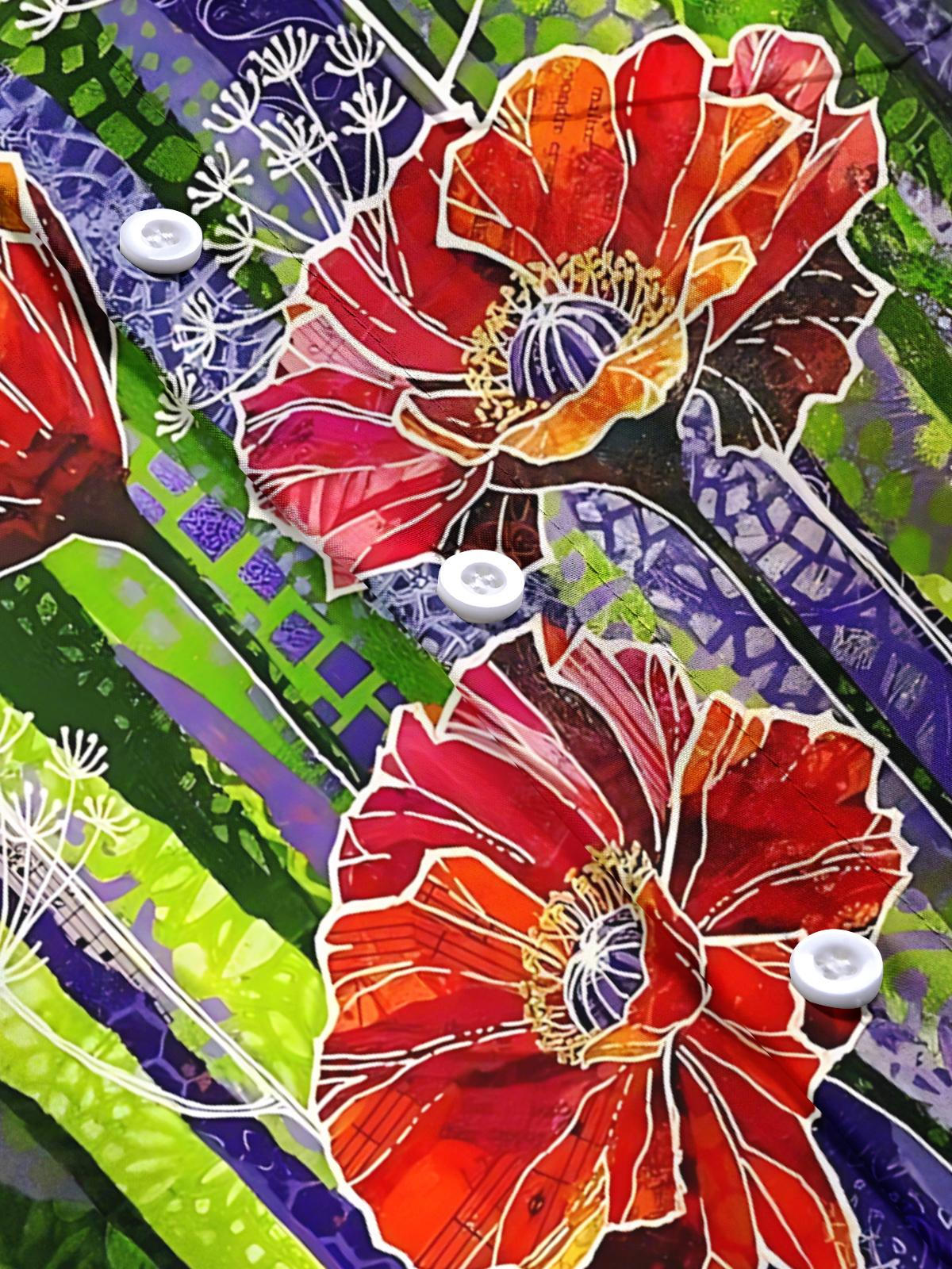 Floral Print Men's Pocket Short Sleeve Shirts