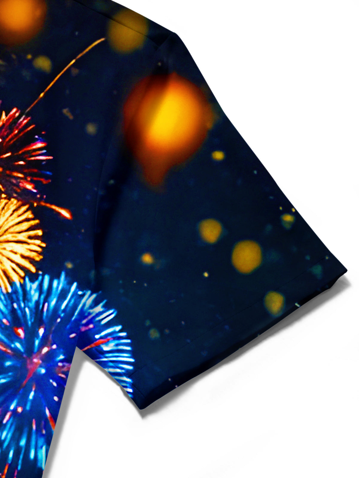 Festive New Year Hot Air Balloons Fireworks Men's Pocket Short Sleeve Shirts