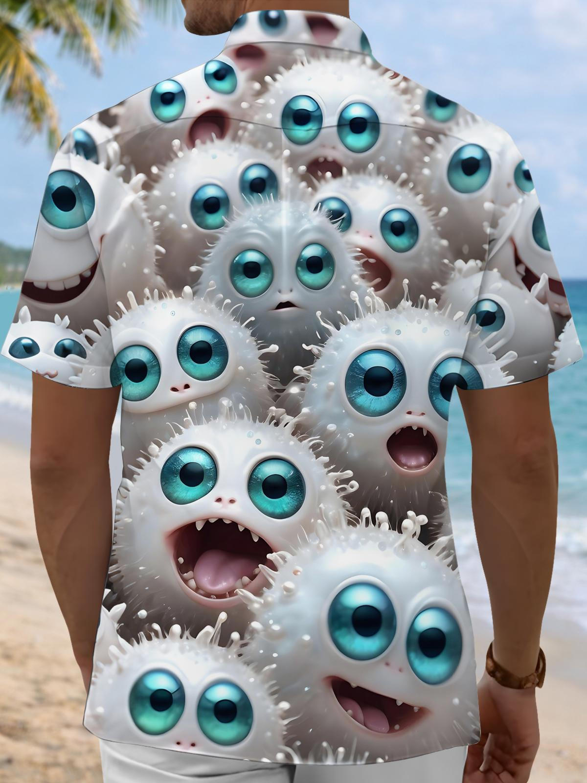 Funny Print Men's Pocket Short Sleeve Shirts