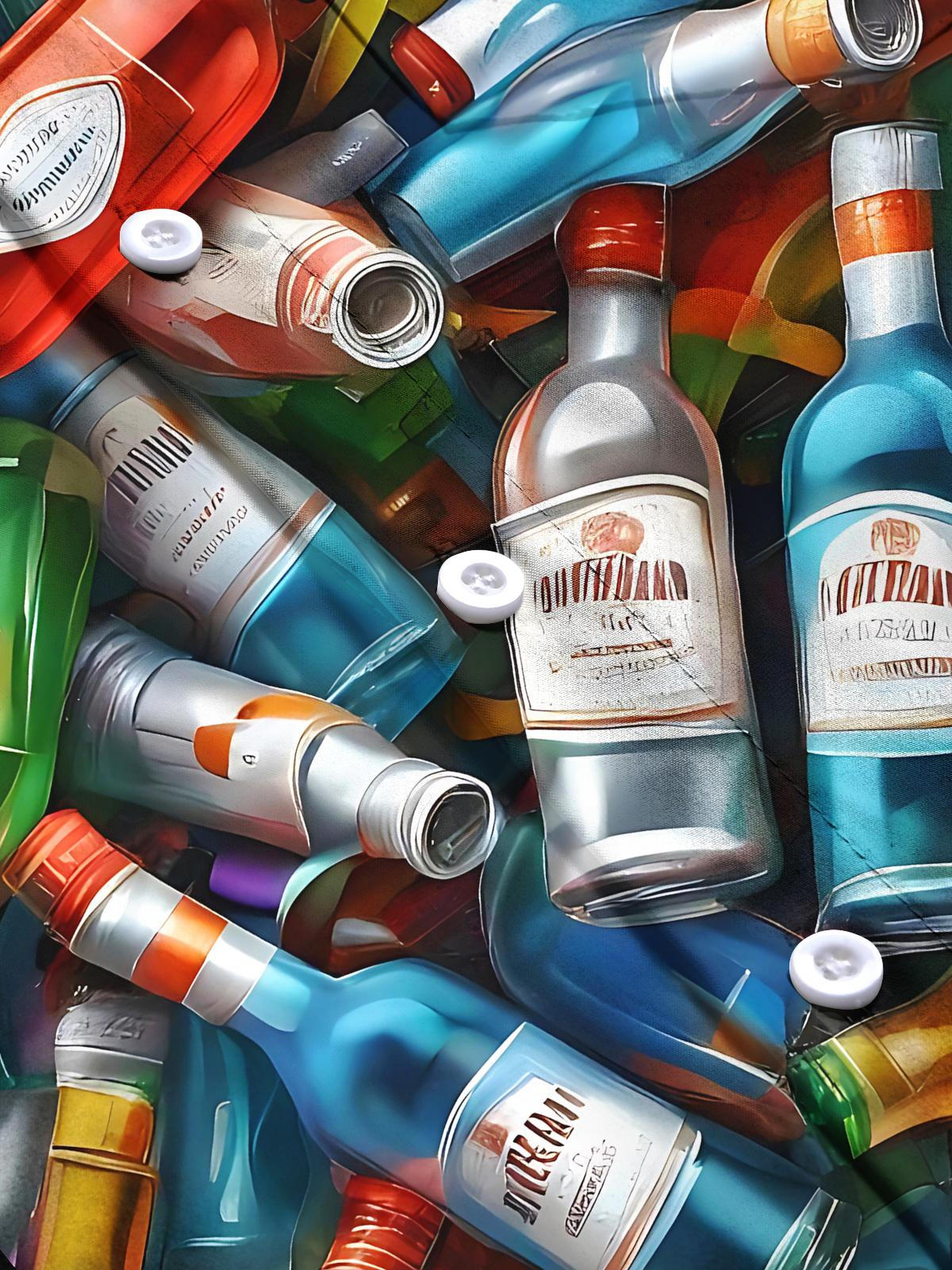 Bottle Print Men's Pocket Short Sleeve Shirts