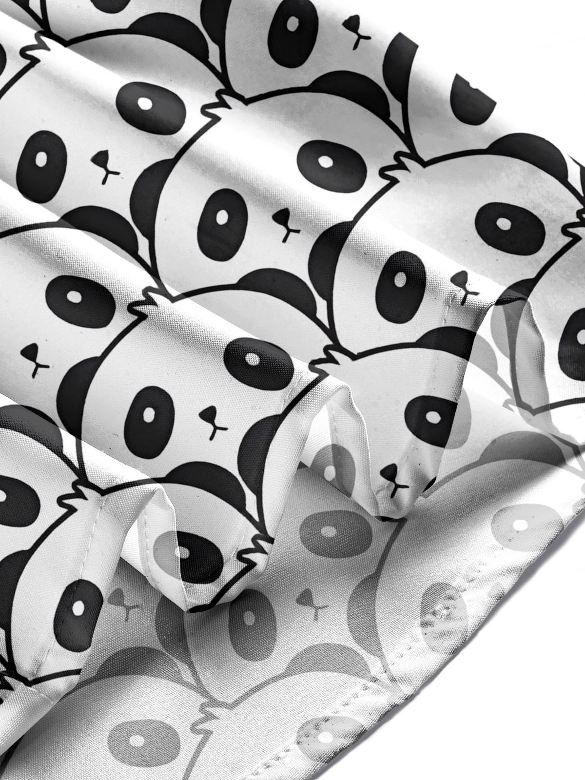 Panda Print Men's Pocket Short Sleeve Shirts