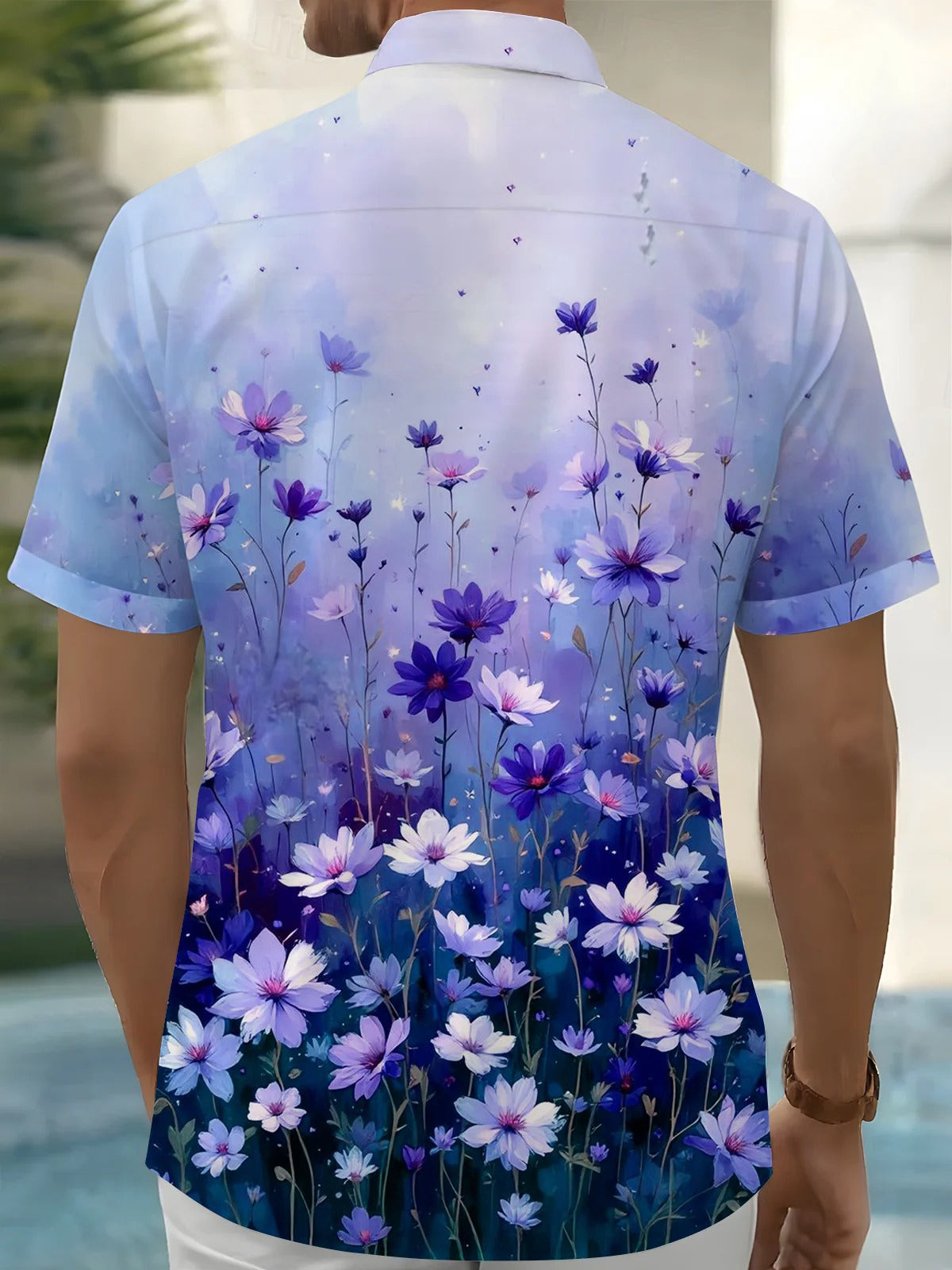Floral Print Men's Pocket Short Sleeve Shirts