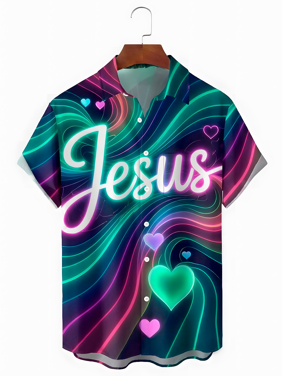 Jesus Abstract Men's Pocket Short Sleeve Shirts