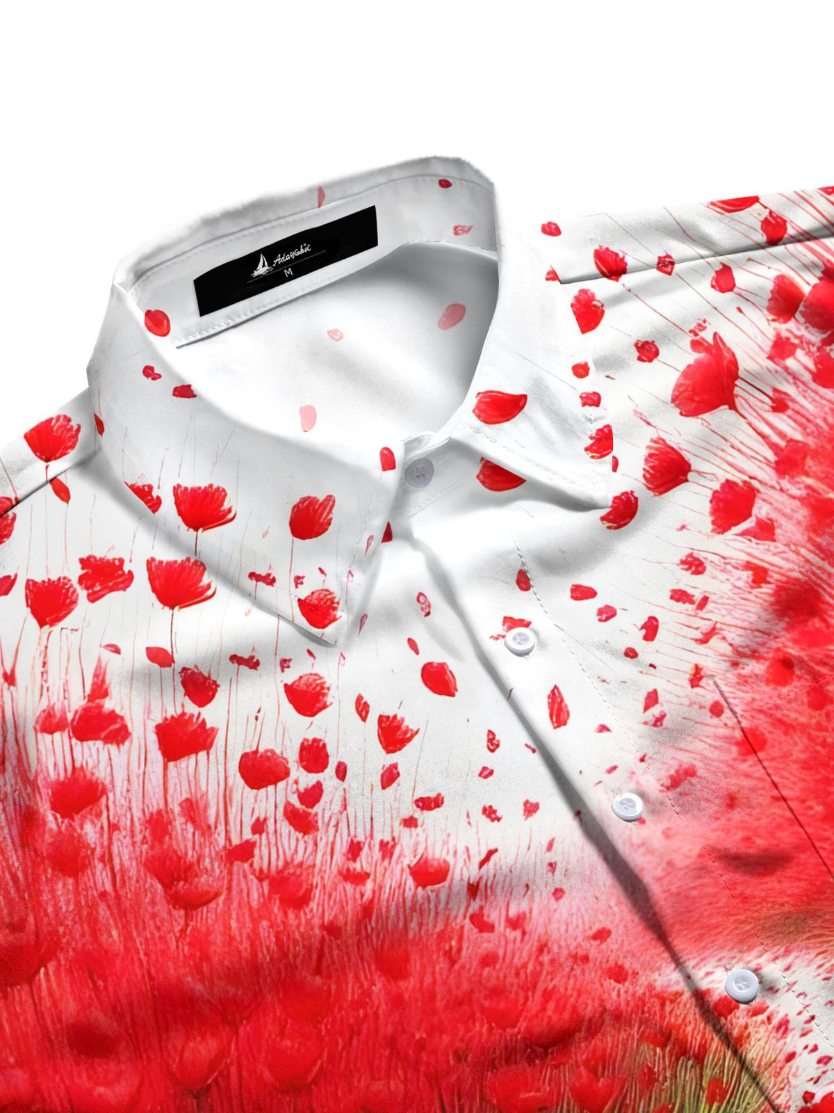 Floral Print Men's Pocket Short Sleeve Shirts