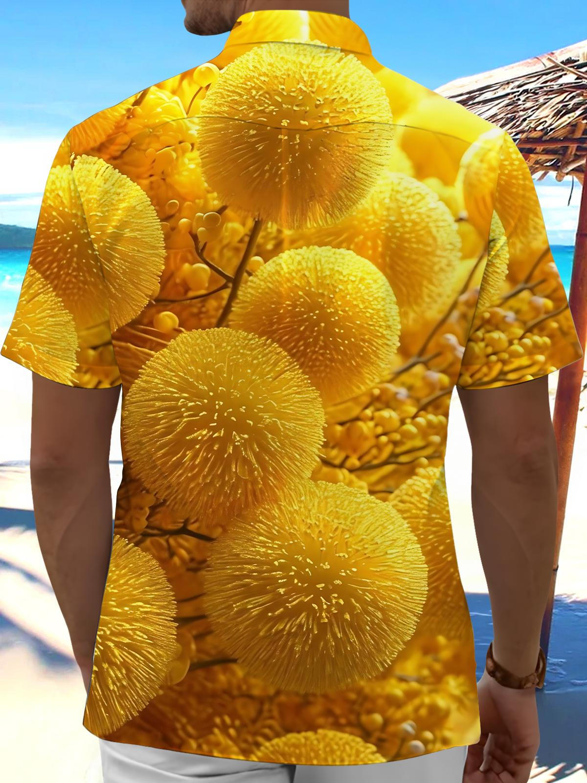 Plant Print Men's Pocket Short Sleeve Shirts