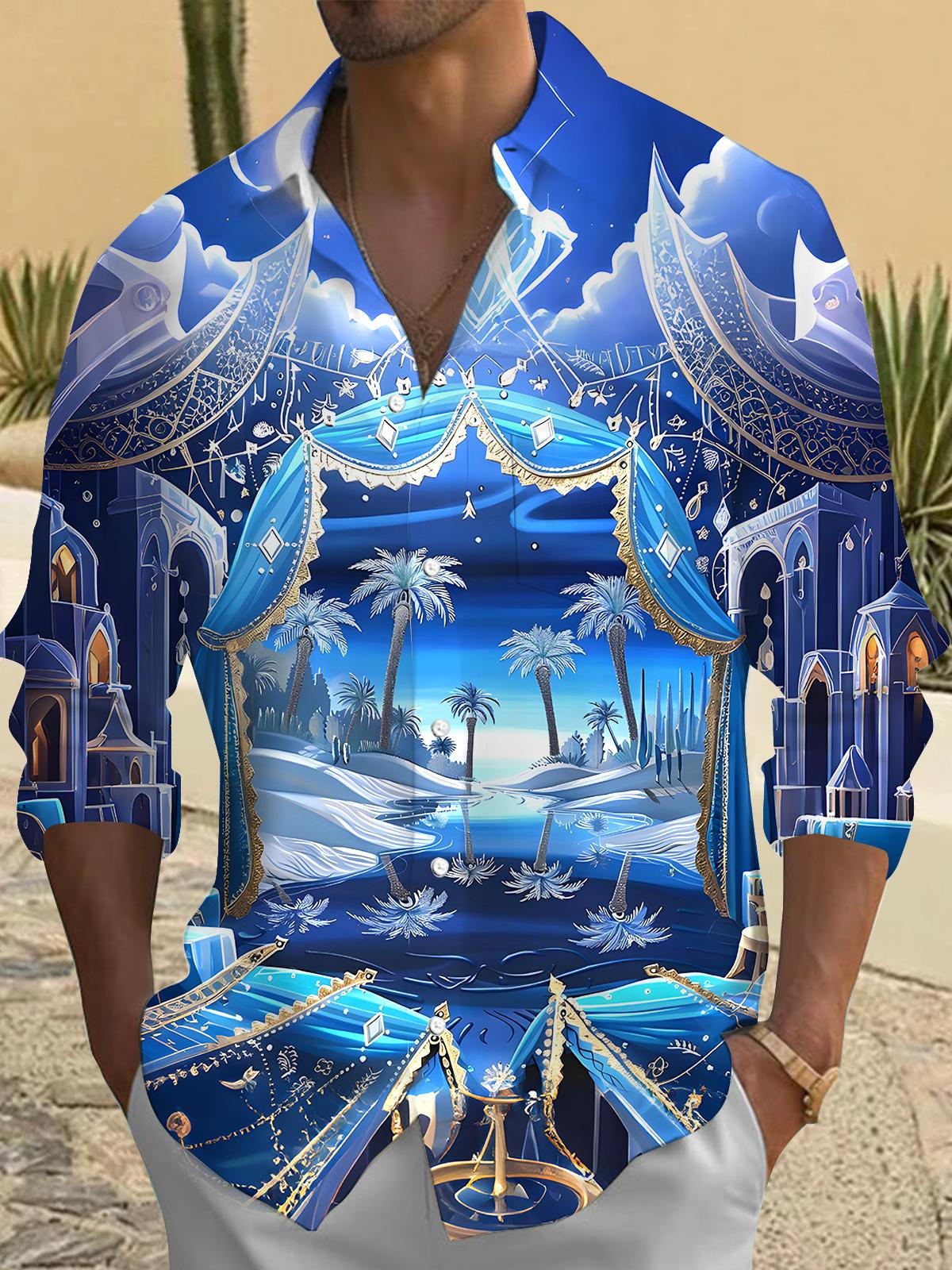 Coconut Tree Men's Pocket Long Sleeve Shirts