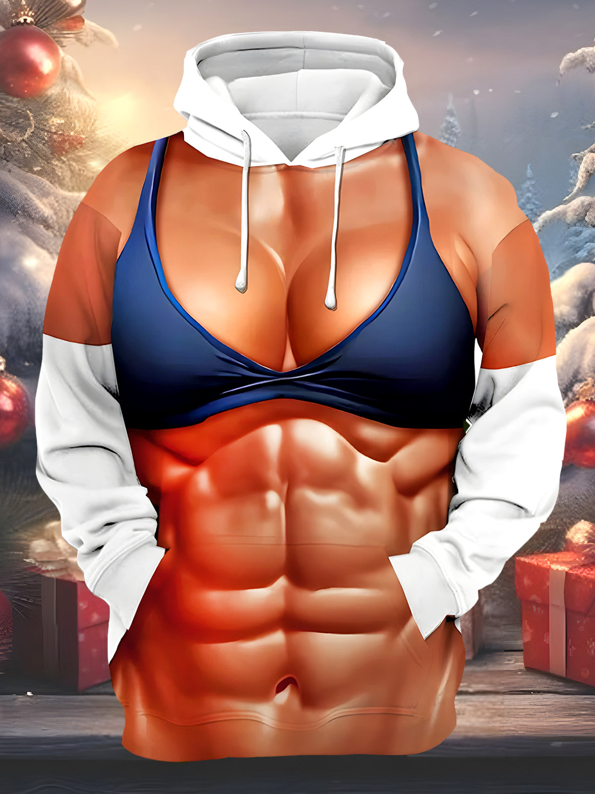 Funny Muscle Body Men's Long Sleeve Pocket Hoodies