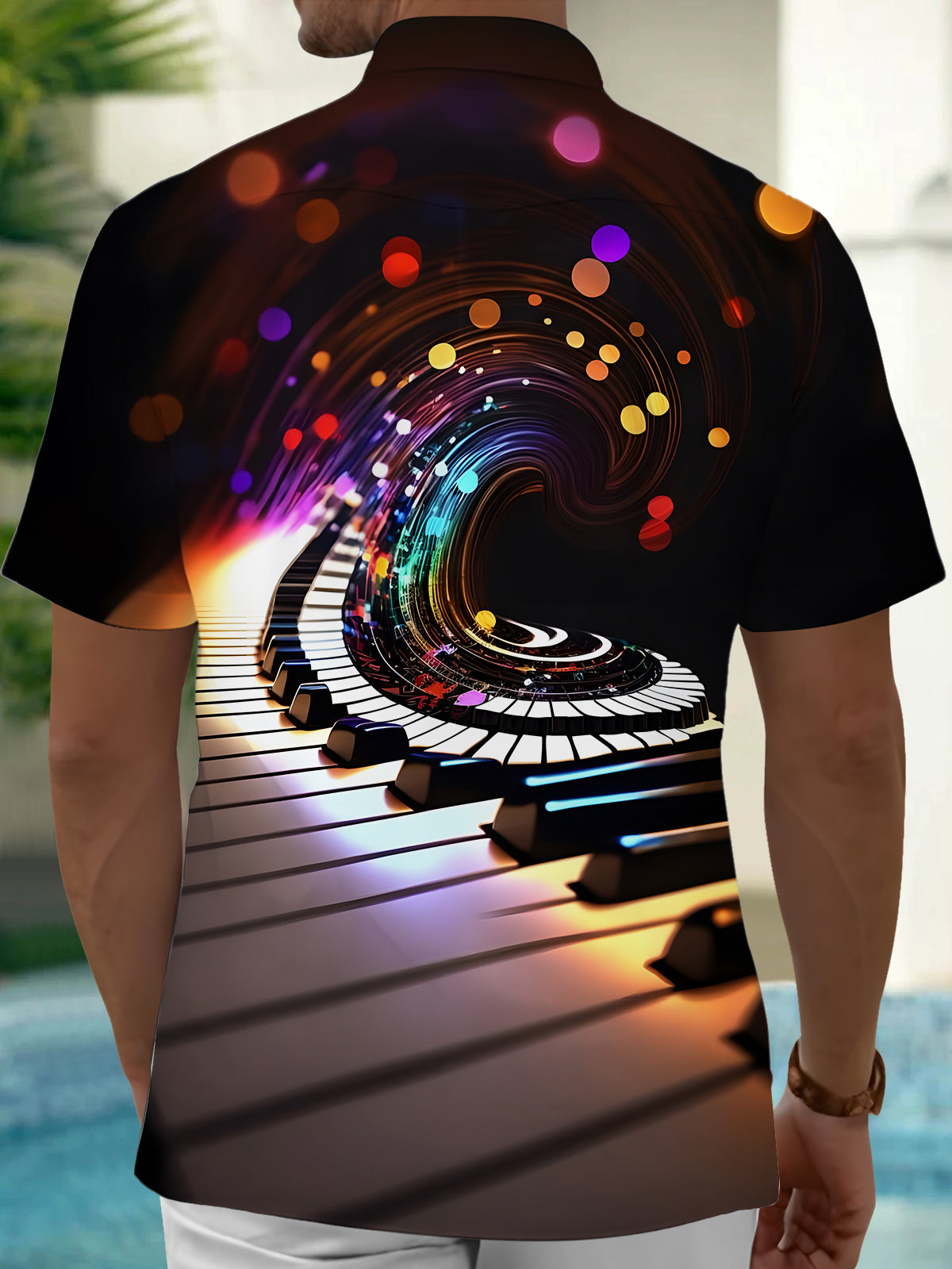 Piano Men's Pocket Short Sleeve Shirts