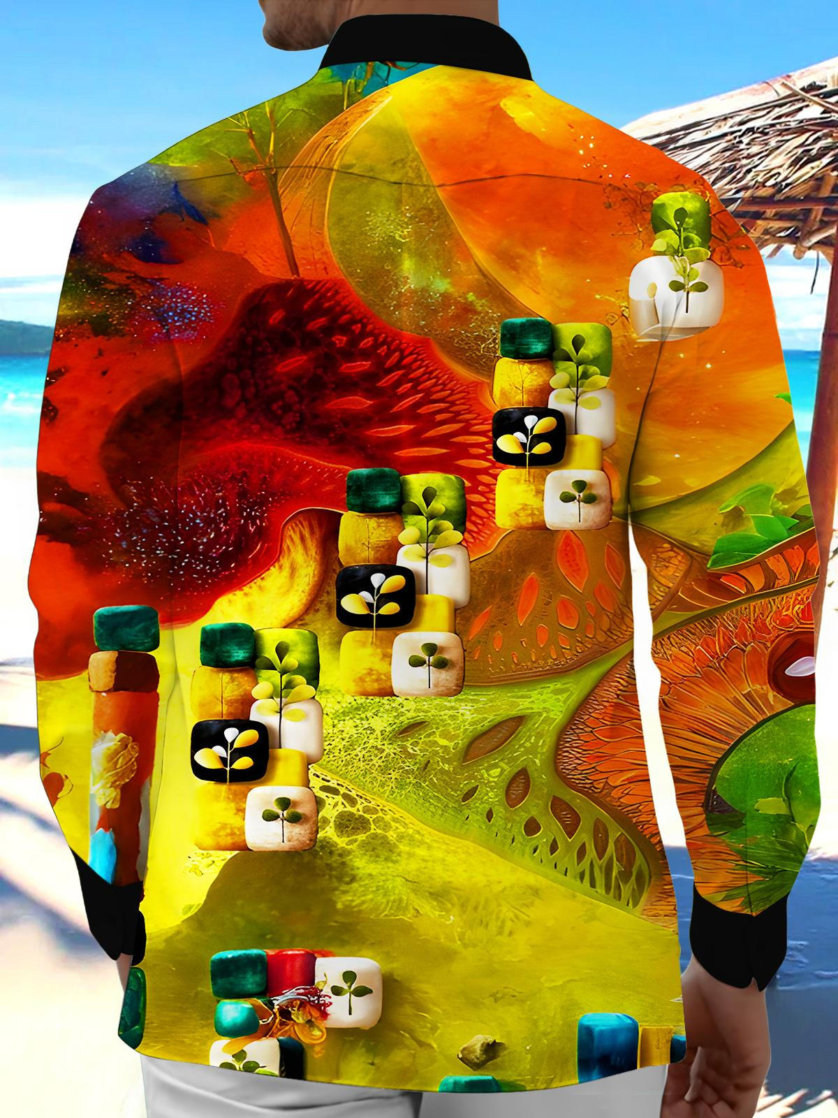 Art Abstract Patterns Men's Pocket Long Sleeve Shirts