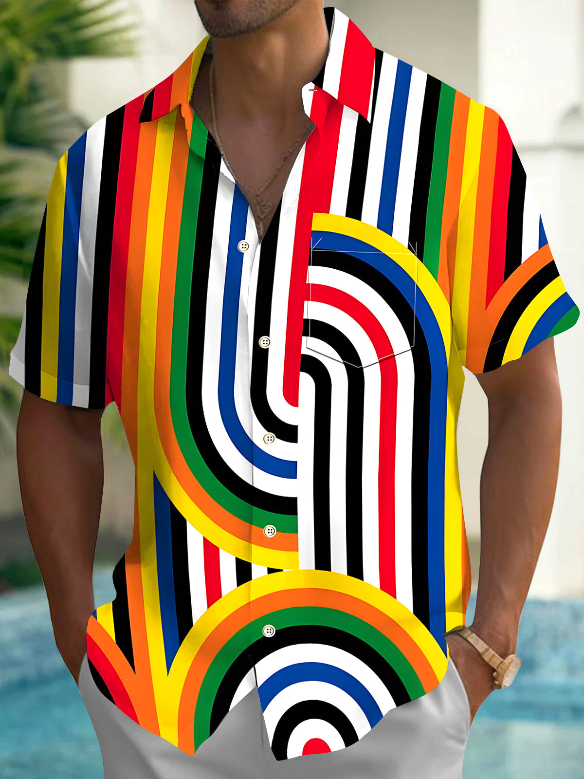 Geometry Men's Pocket Short Sleeve Shirts