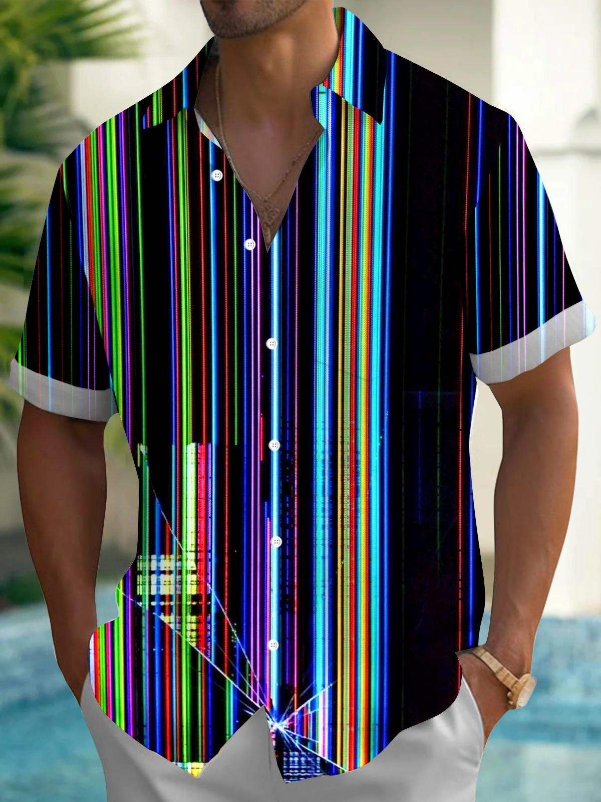 Stripe Men's Pocket Short Sleeve Shirts