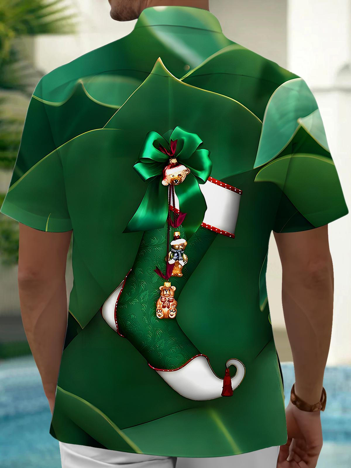 Christmas Stockings Men's Pocket Short Sleeve Shirts