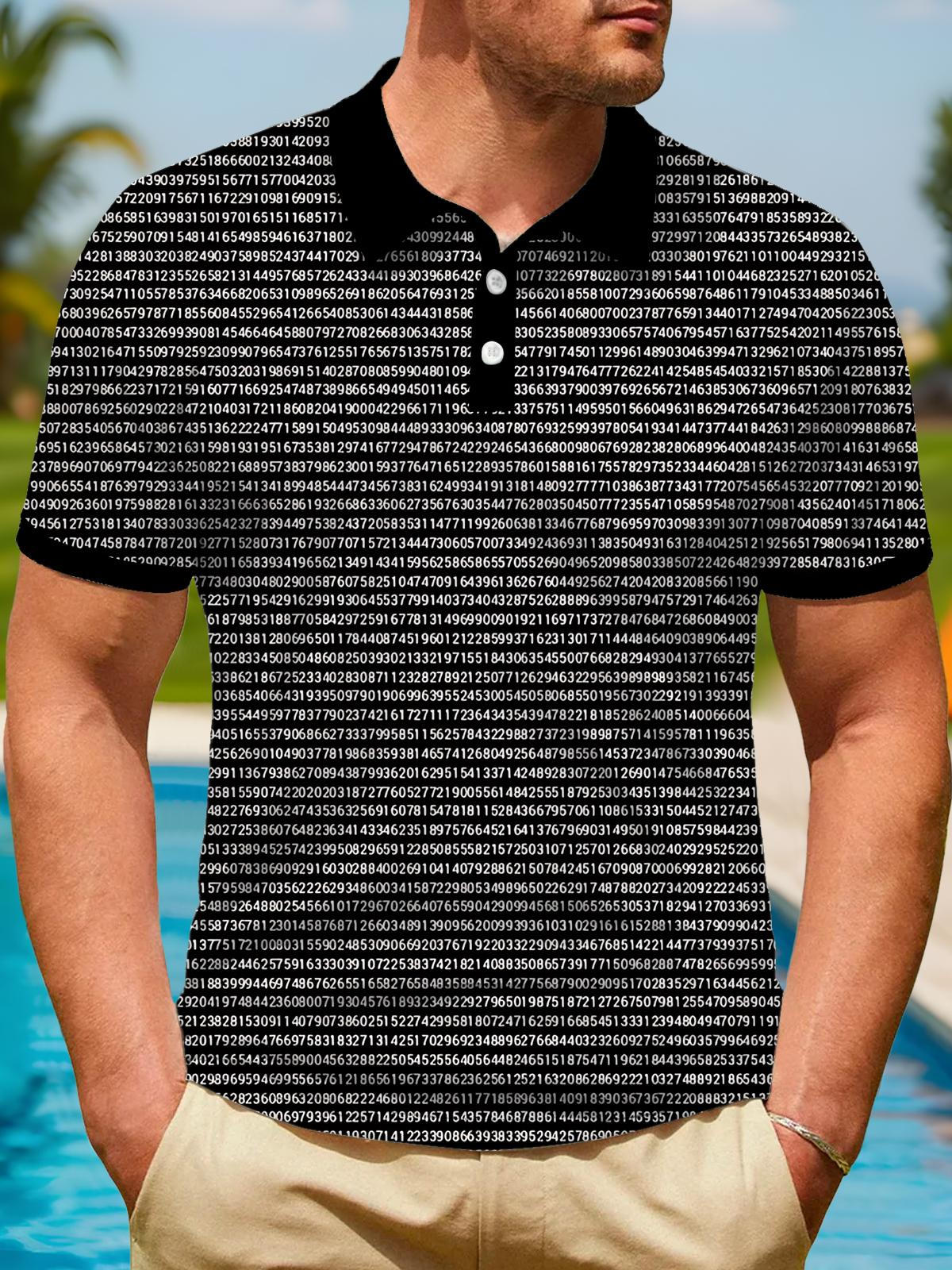 Digital Print Men's Short Sleeve Button Polo Shirt