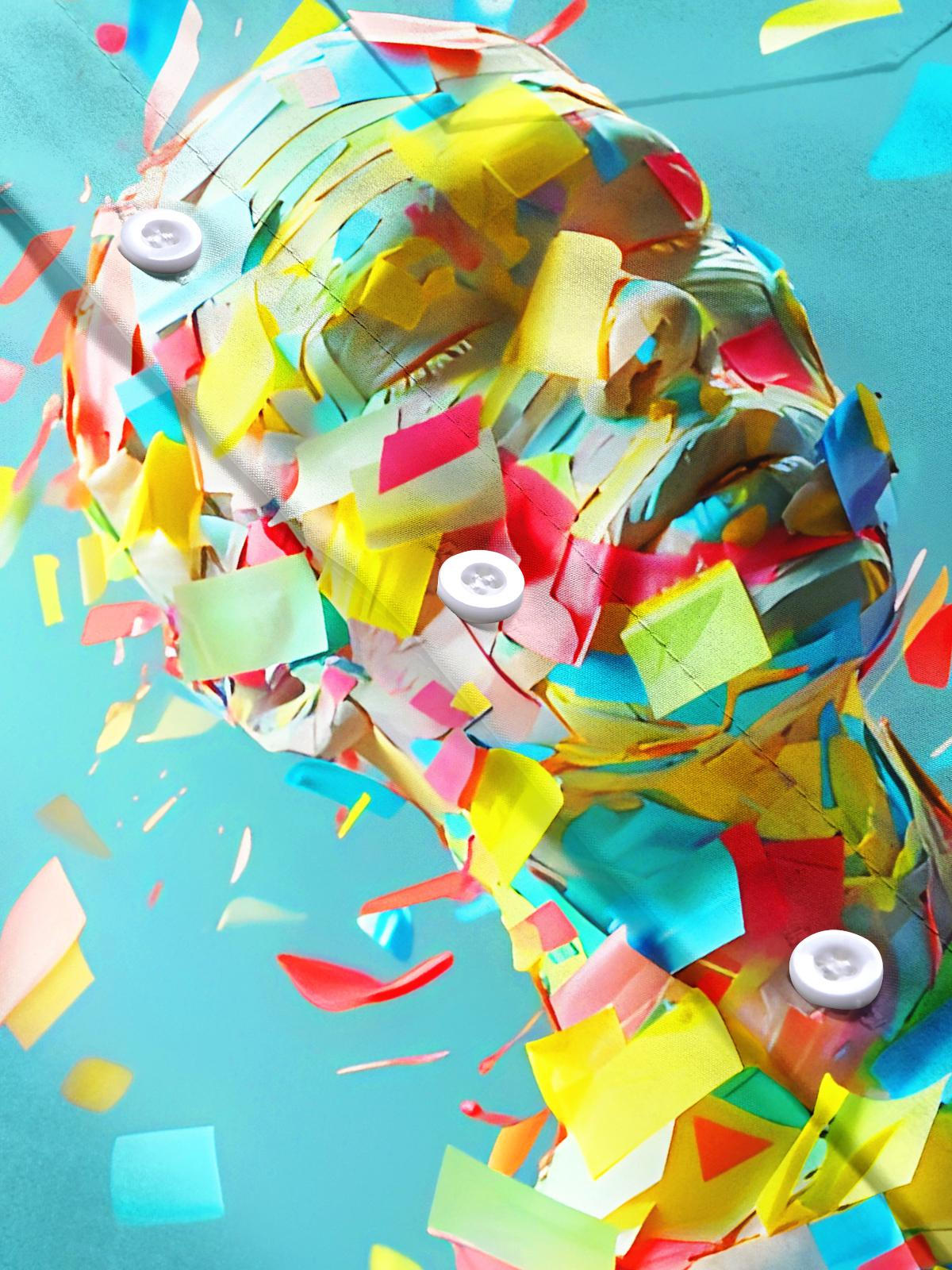 Art Colorful Sticky Notes Sculpture Face Men's Pocket Short Sleeve Shirts